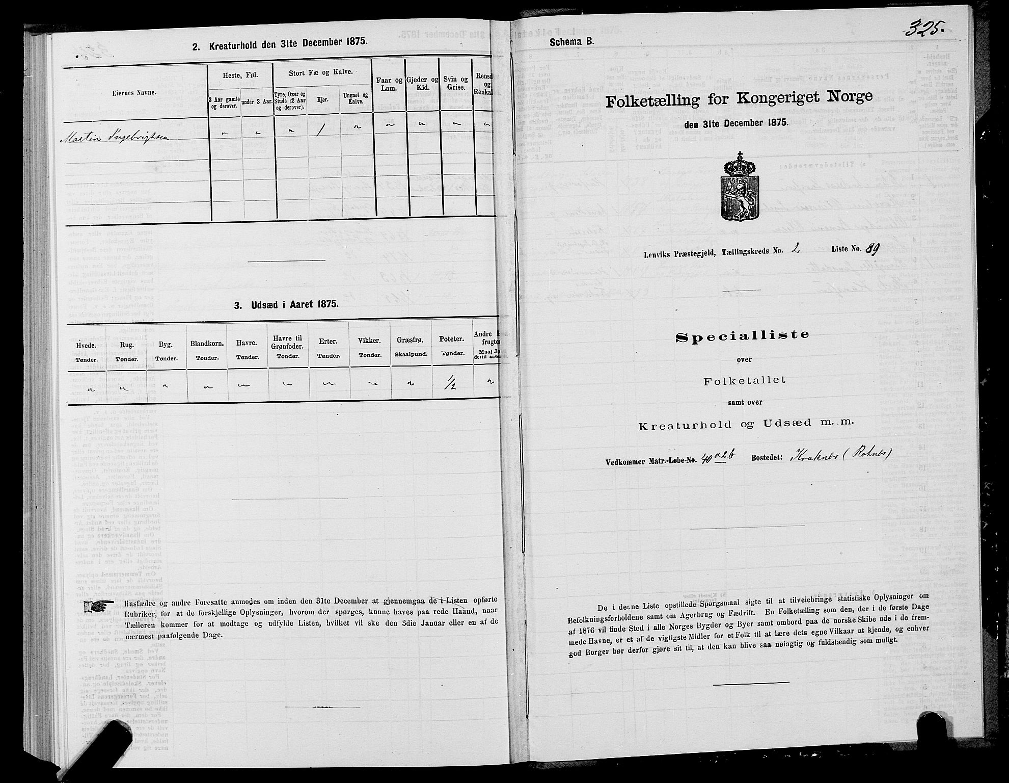 SATØ, 1875 census for 1931P Lenvik, 1875, p. 1325