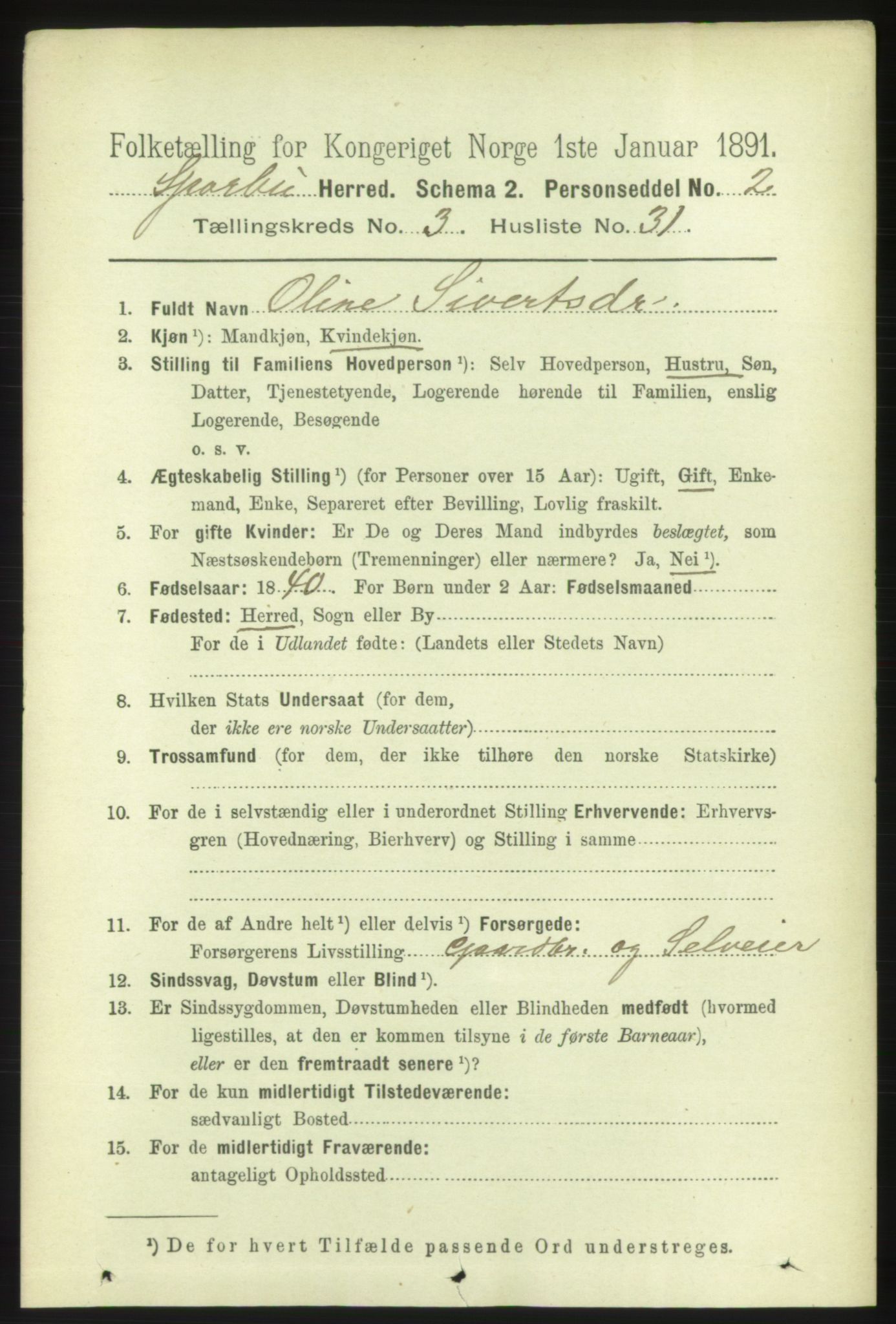 RA, 1891 census for 1731 Sparbu, 1891, p. 1035