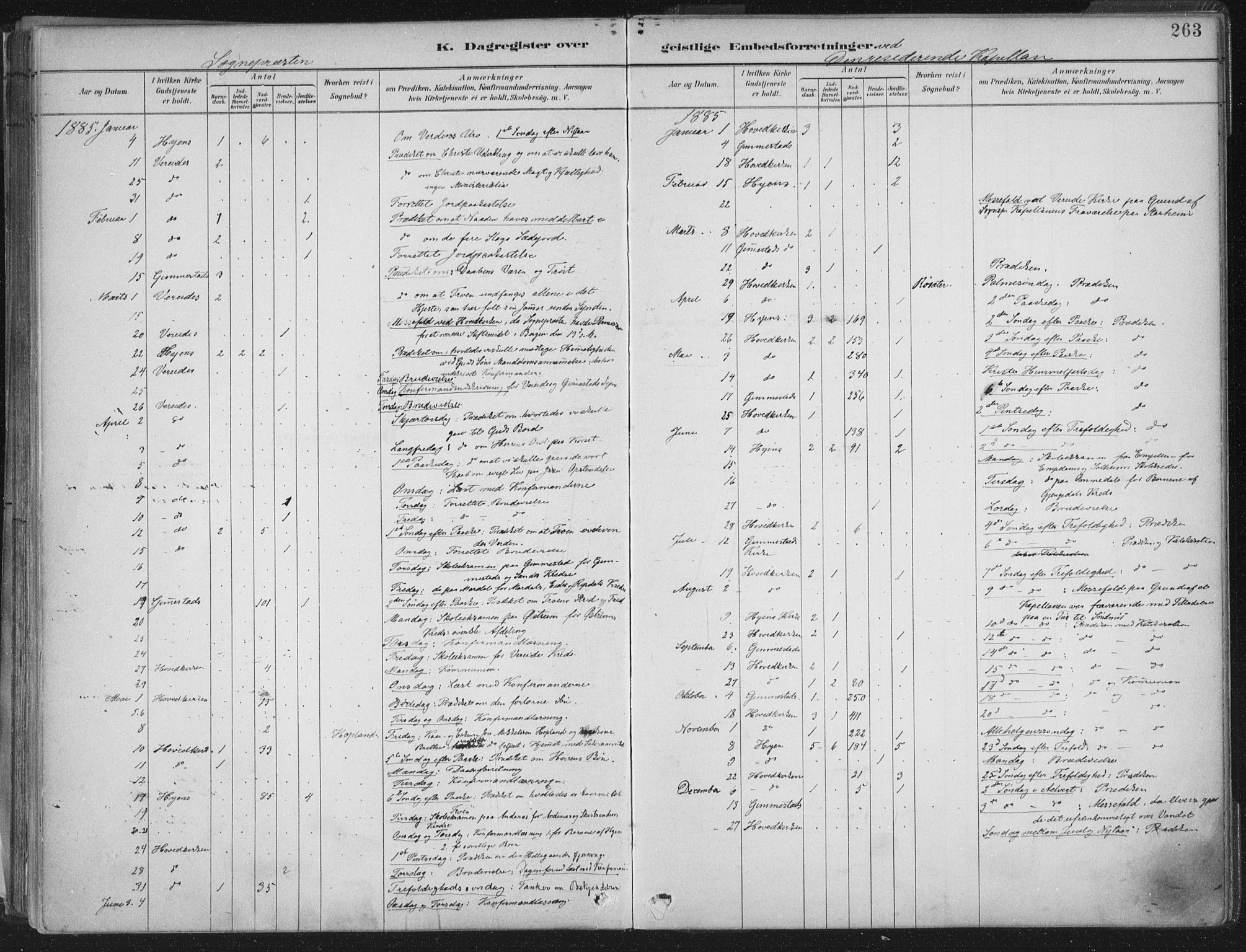 Gloppen sokneprestembete, AV/SAB-A-80101/H/Haa/Haab/L0001: Parish register (official) no. B  1, 1885-1905, p. 263