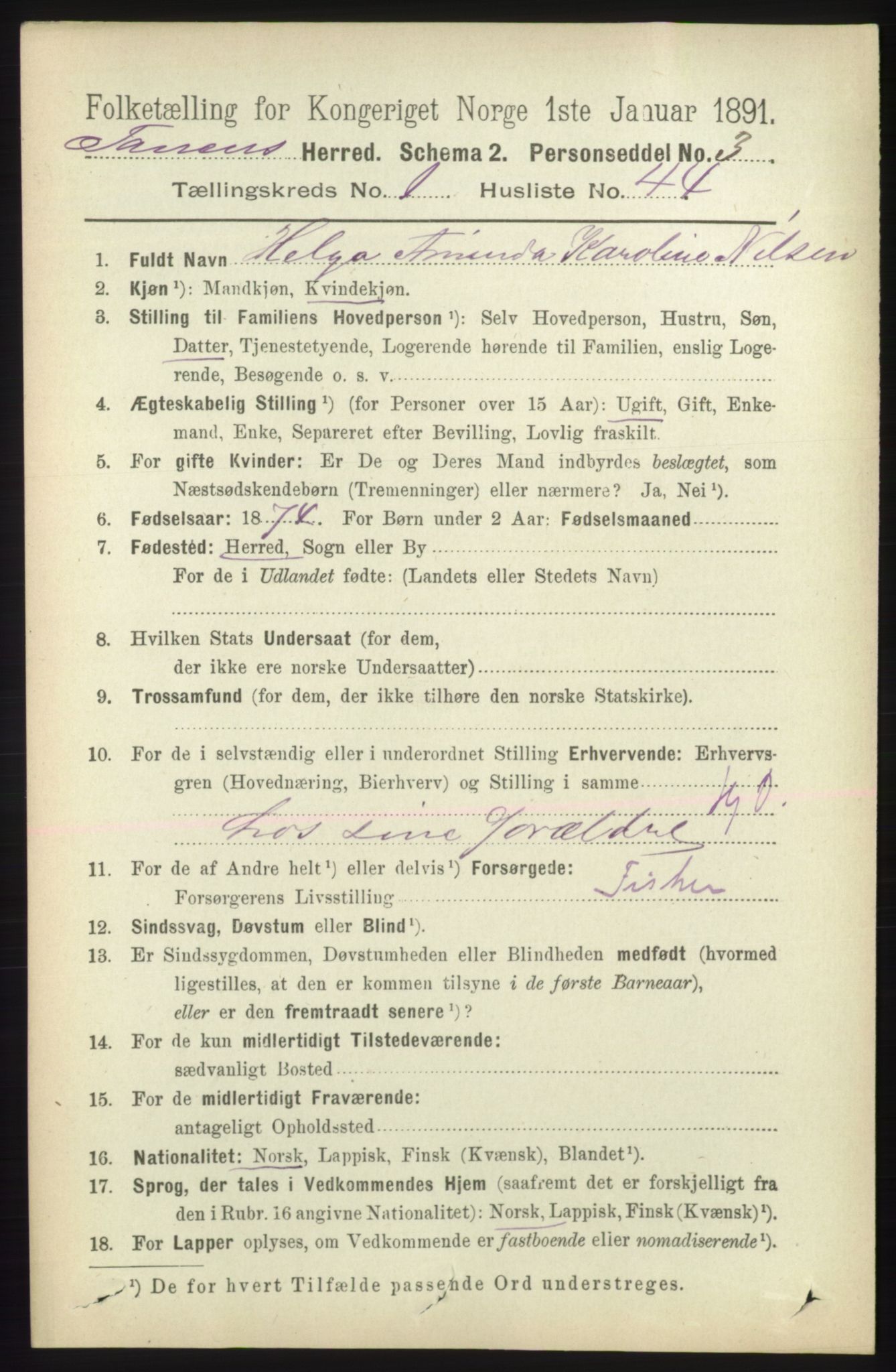 RA, 1891 census for 2025 Tana, 1891, p. 387