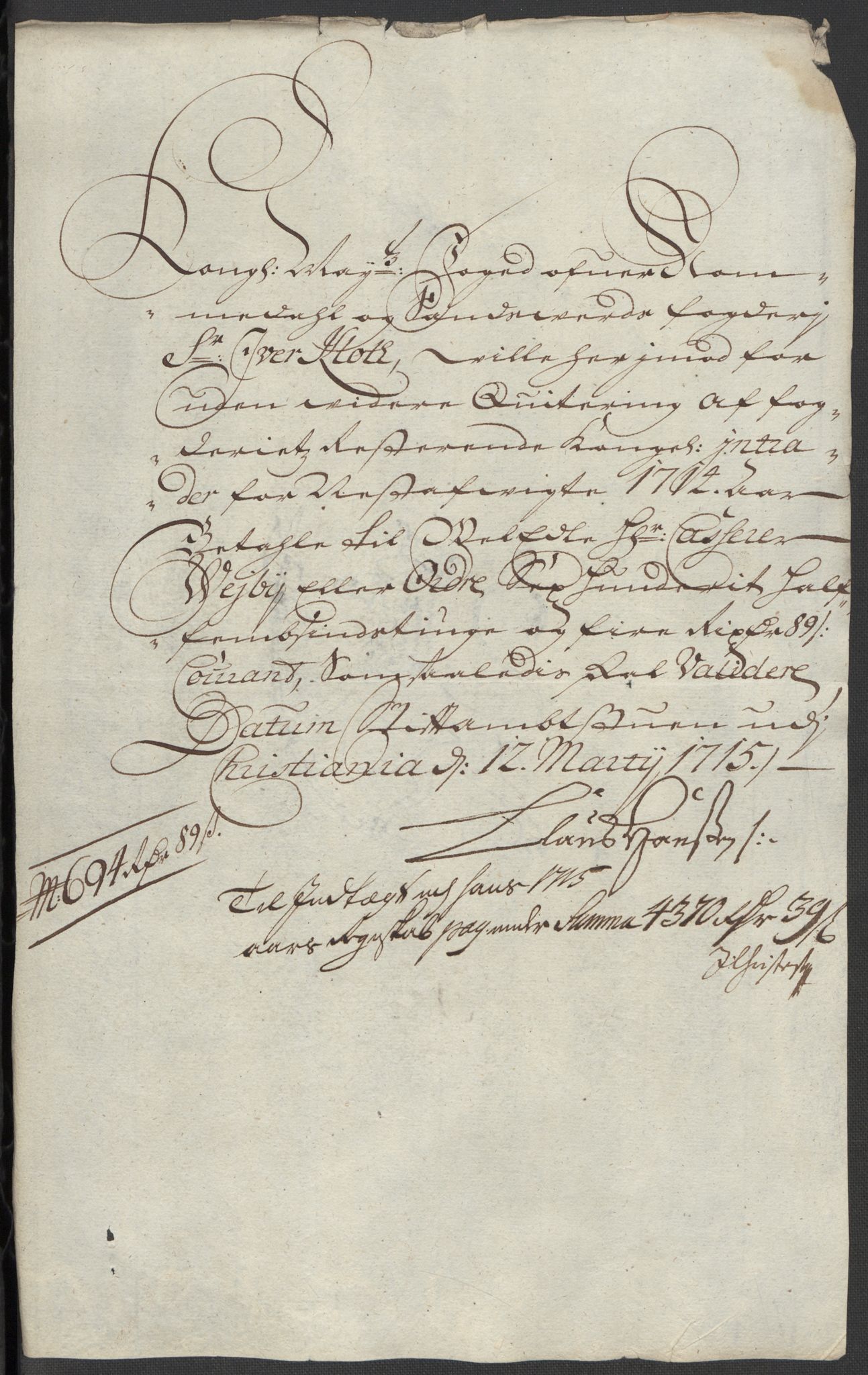 Rentekammeret inntil 1814, Reviderte regnskaper, Fogderegnskap, AV/RA-EA-4092/R24/L1591: Fogderegnskap Numedal og Sandsvær, 1715, p. 360