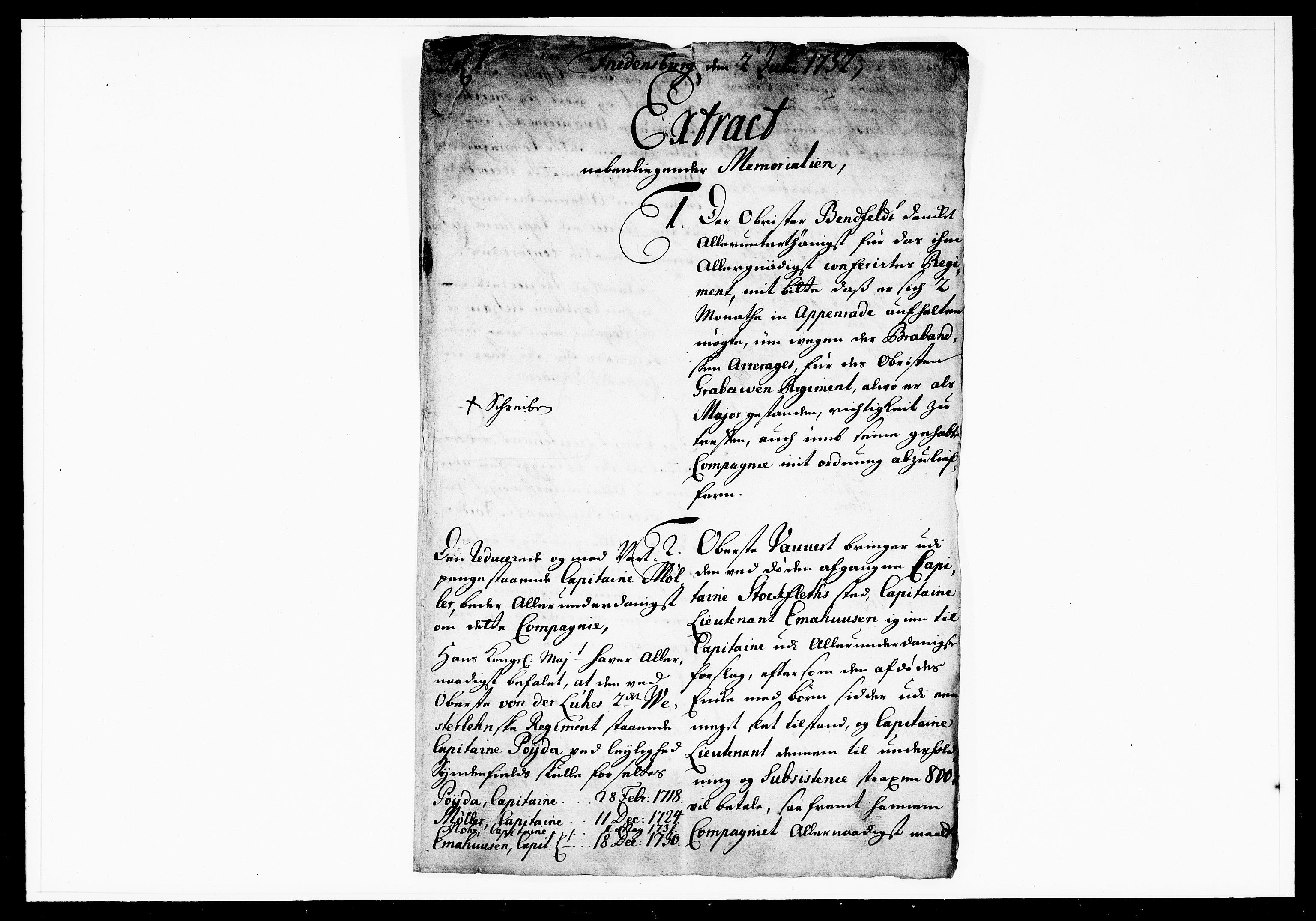 Krigskollegiet, Krigskancelliet, DRA/A-0006/-/1103-1107: Refererede sager, 1732, p. 177