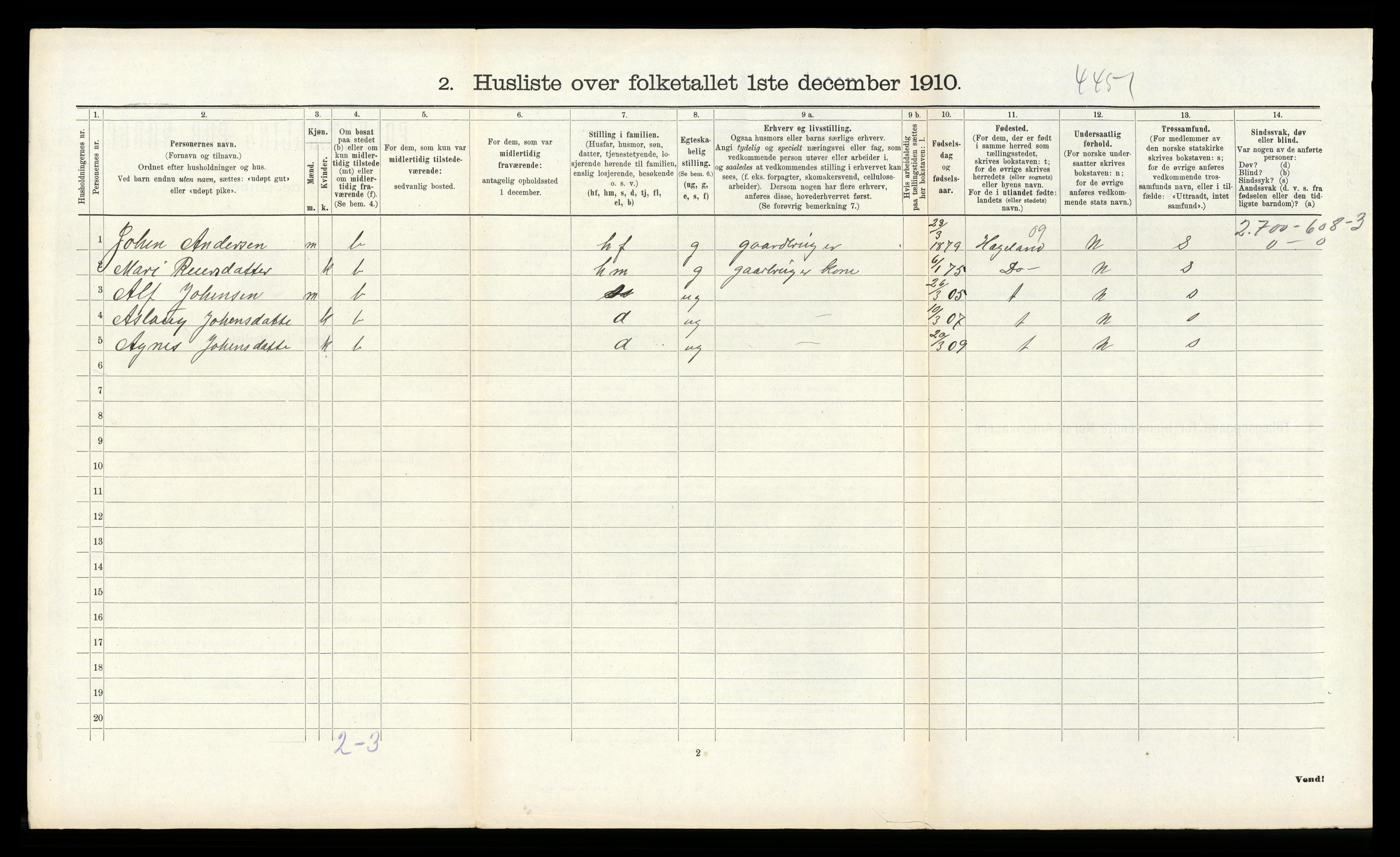 RA, 1910 census for Øvrebø, 1910, p. 274