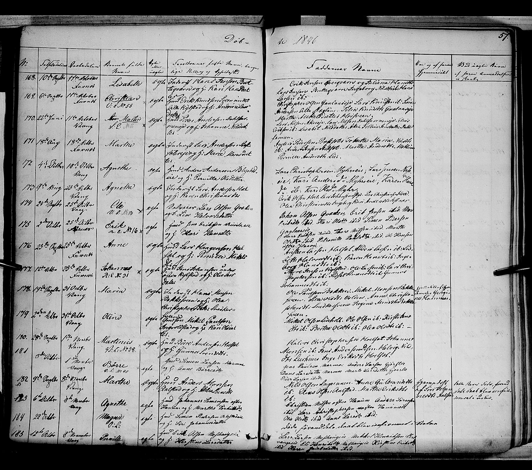 Vang prestekontor, Hedmark, SAH/PREST-008/H/Ha/Haa/L0010: Parish register (official) no. 10, 1841-1855, p. 57