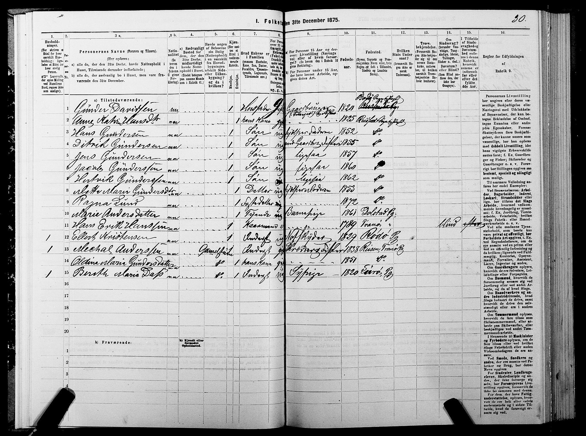 SATØ, 1875 census for 1927P Tranøy, 1875, p. 1030