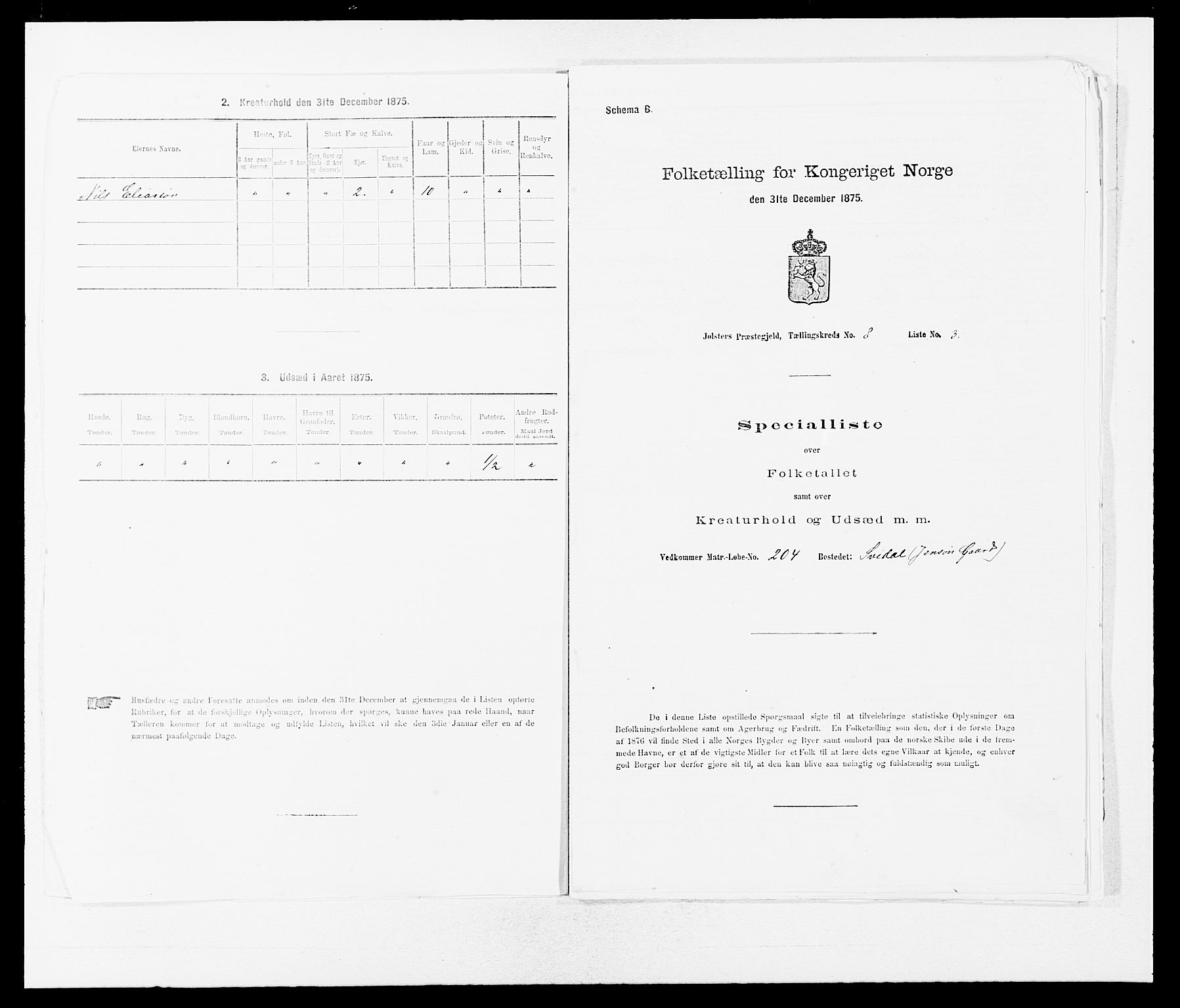 SAB, 1875 census for 1431P Jølster, 1875, p. 706