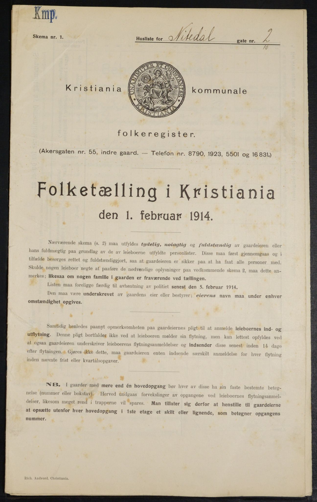 OBA, Municipal Census 1914 for Kristiania, 1914, p. 71219