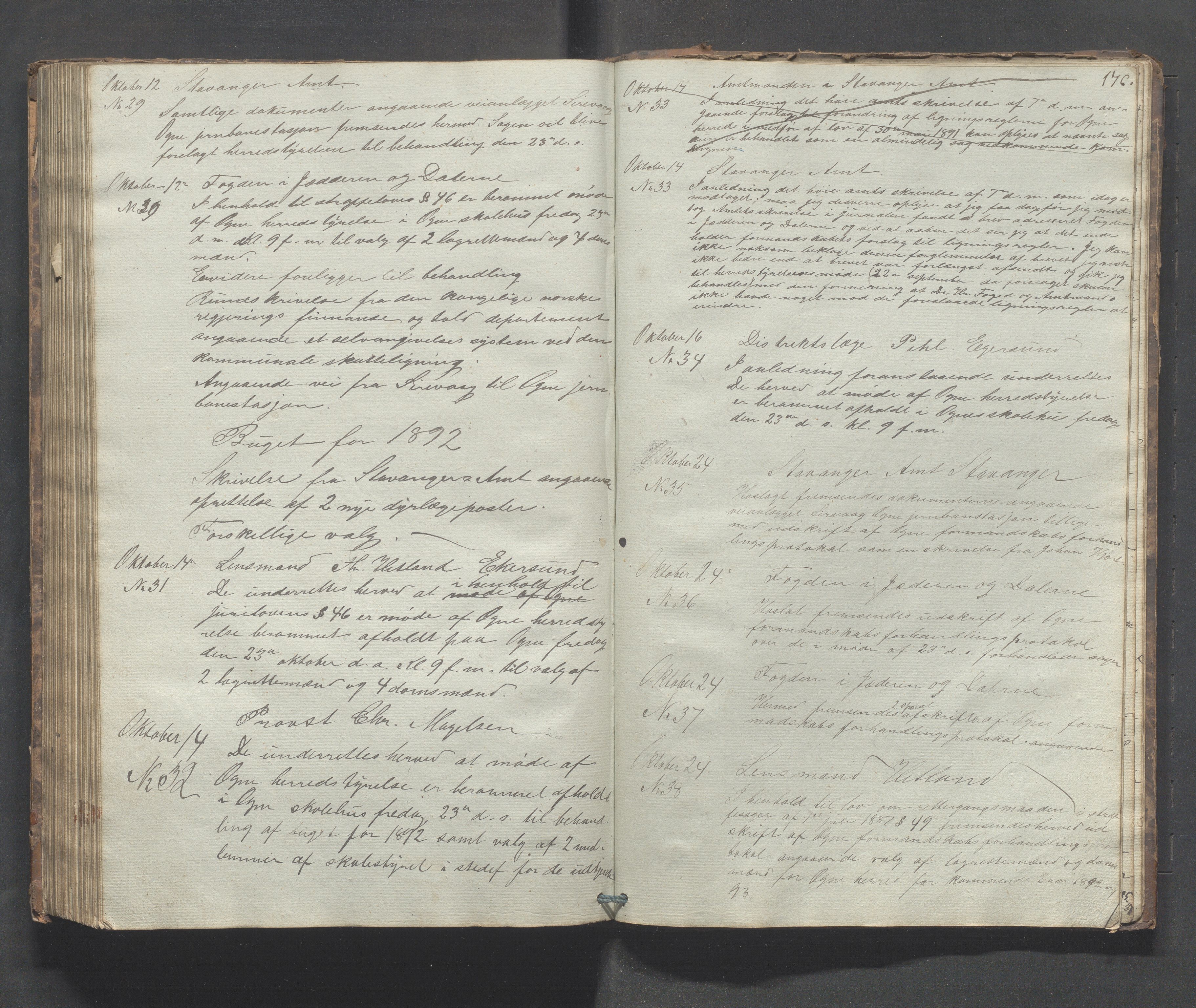 Ogna kommune- Formannskapet, IKAR/K-100909/B/L0001: Kopibok, 1838-1893, p. 176