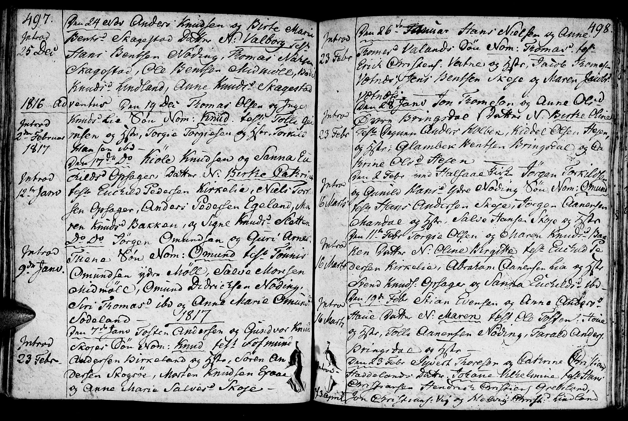 Holum sokneprestkontor, SAK/1111-0022/F/Fa/Faa/L0003: Parish register (official) no. A 3, 1780-1821, p. 497-498