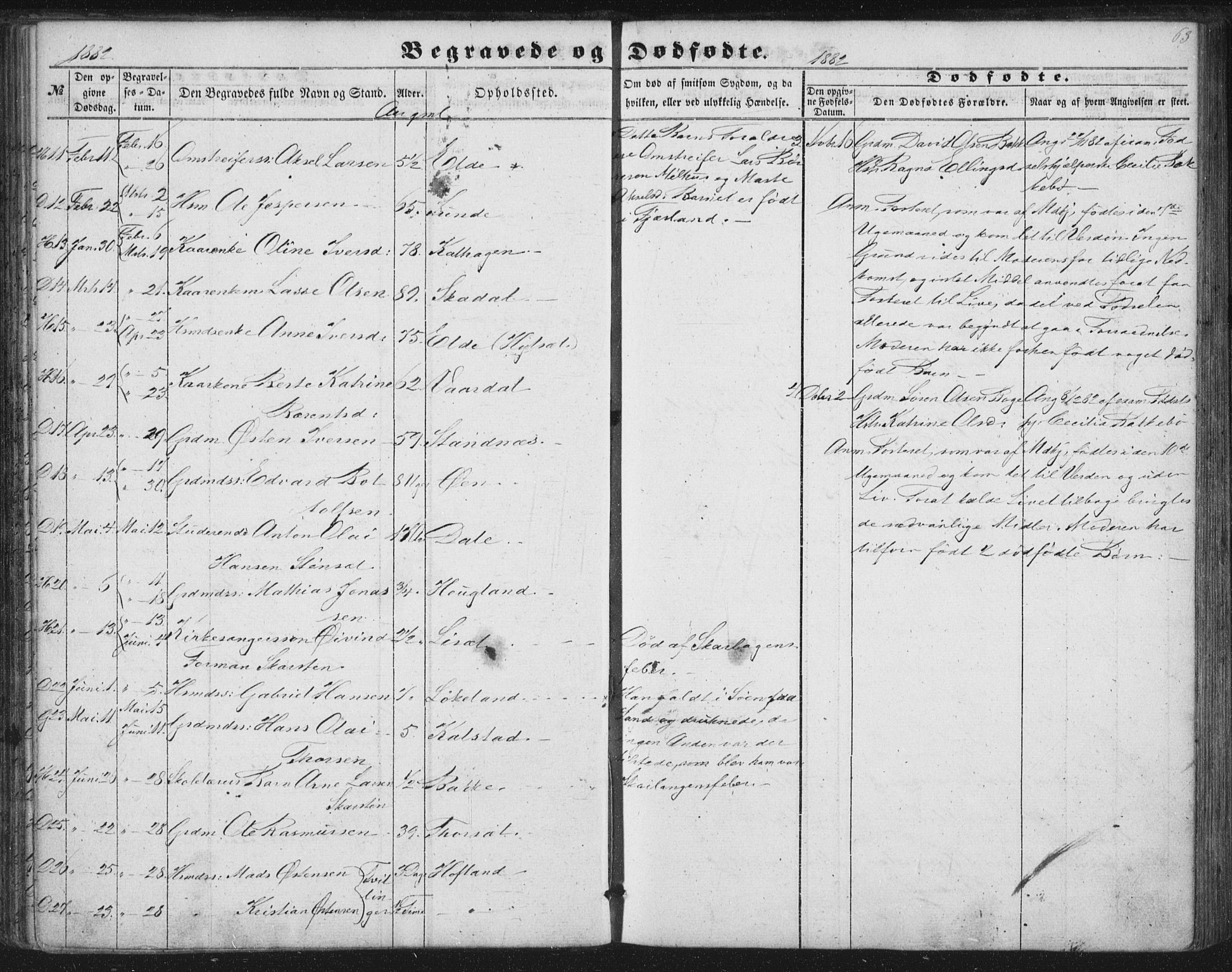 Fjaler sokneprestembete, AV/SAB-A-79801/H/Haa/Haaa/L0012: Parish register (official) no. A 12, 1854-1887, p. 63