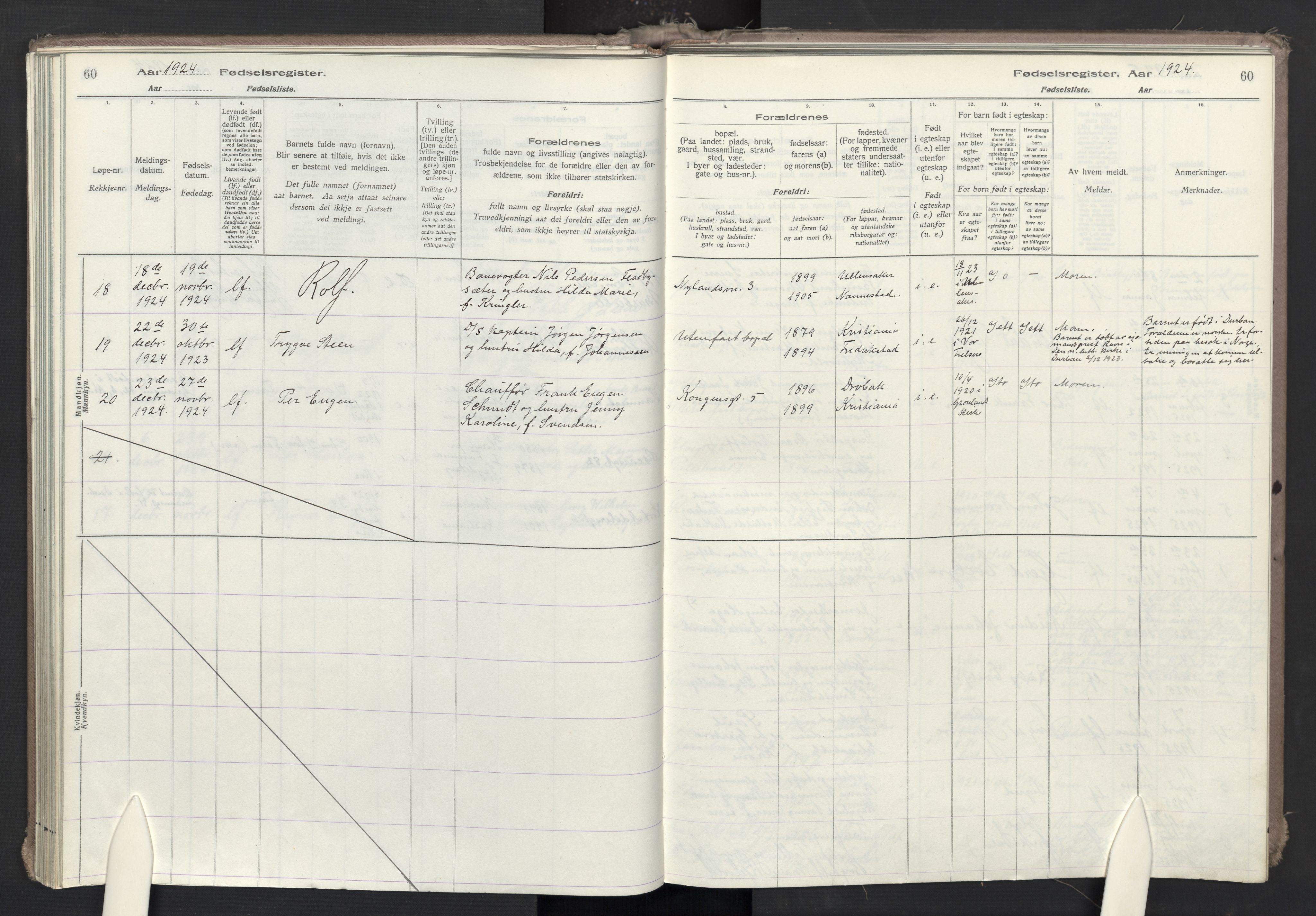 Oslo domkirke Kirkebøker, AV/SAO-A-10752/J/Ja/L0001: Birth register no. 1, 1916-1941, p. 60