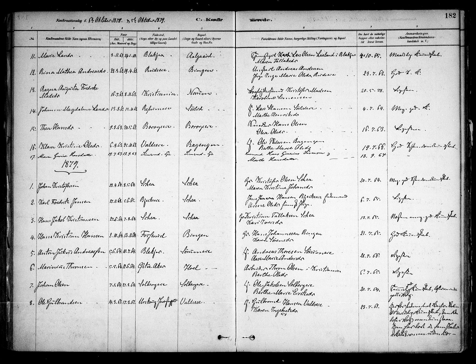 Sørum prestekontor Kirkebøker, AV/SAO-A-10303/F/Fa/L0007: Parish register (official) no. I 7, 1878-1914, p. 182