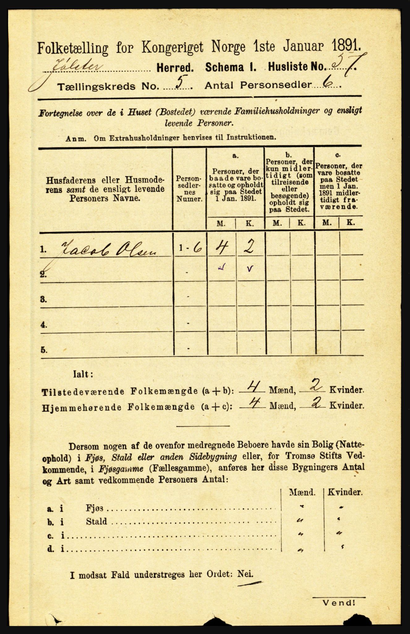 RA, 1891 census for 1431 Jølster, 1891, p. 1777