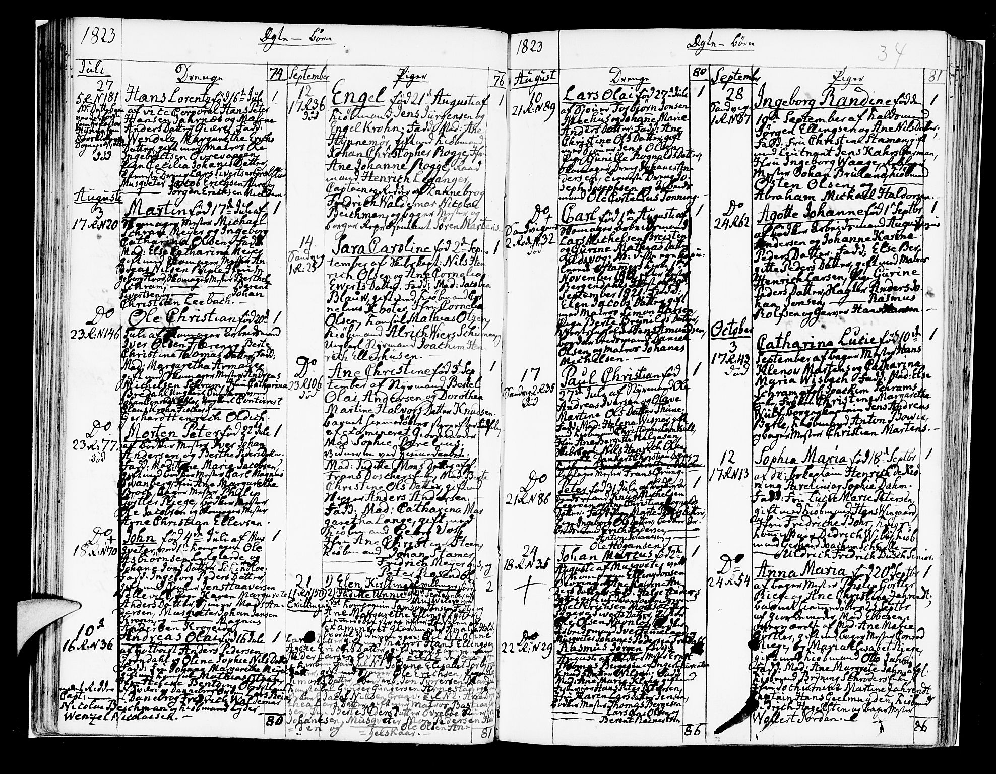 Korskirken sokneprestembete, SAB/A-76101/H/Hab: Parish register (copy) no. A 4, 1820-1832, p. 34