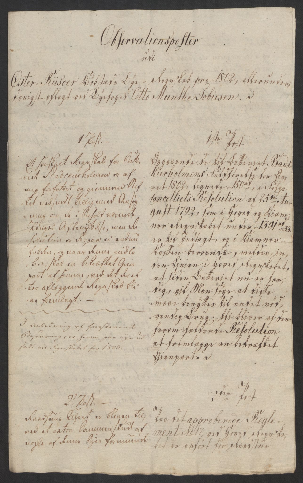 Danske Kanselli 1800-1814, AV/RA-EA-3024/K/Kk/Kka/Kkac/L0236: Kjøpstadregnskap Øster Risør, 1801-1804, p. 616