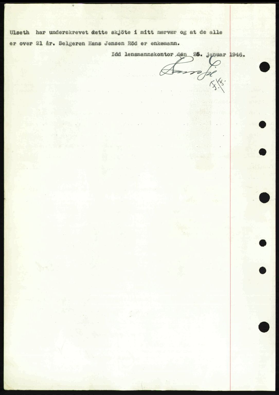 Idd og Marker sorenskriveri, AV/SAO-A-10283/G/Gb/Gbb/L0008: Mortgage book no. A8, 1946-1946, Diary no: : 1117/1946