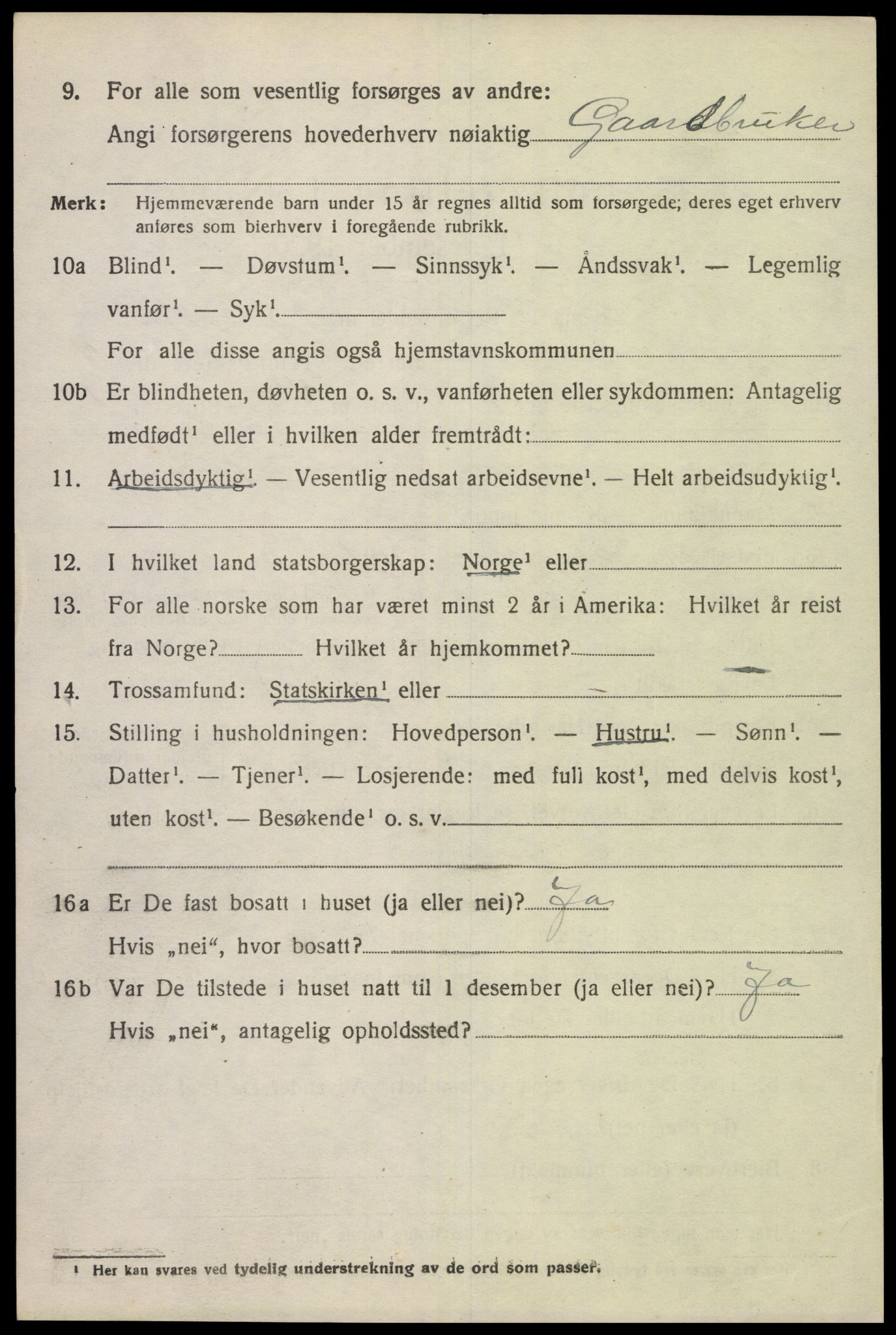 SAK, 1920 census for Bakke, 1920, p. 2829