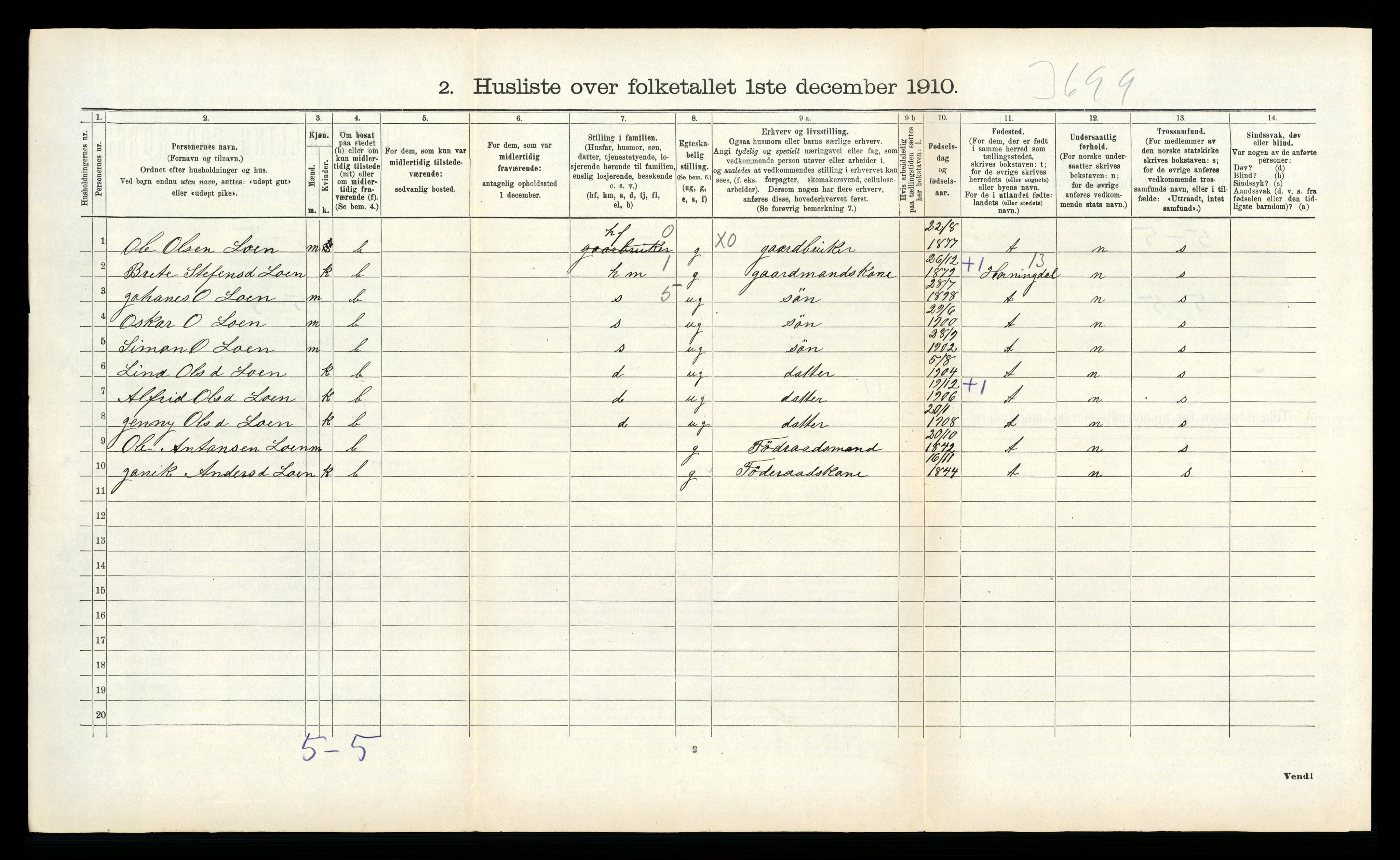 RA, 1910 census for Stryn, 1910, p. 786