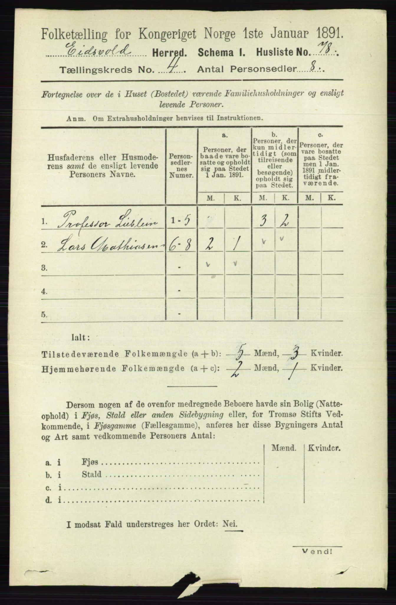 RA, 1891 census for 0237 Eidsvoll, 1891, p. 2114