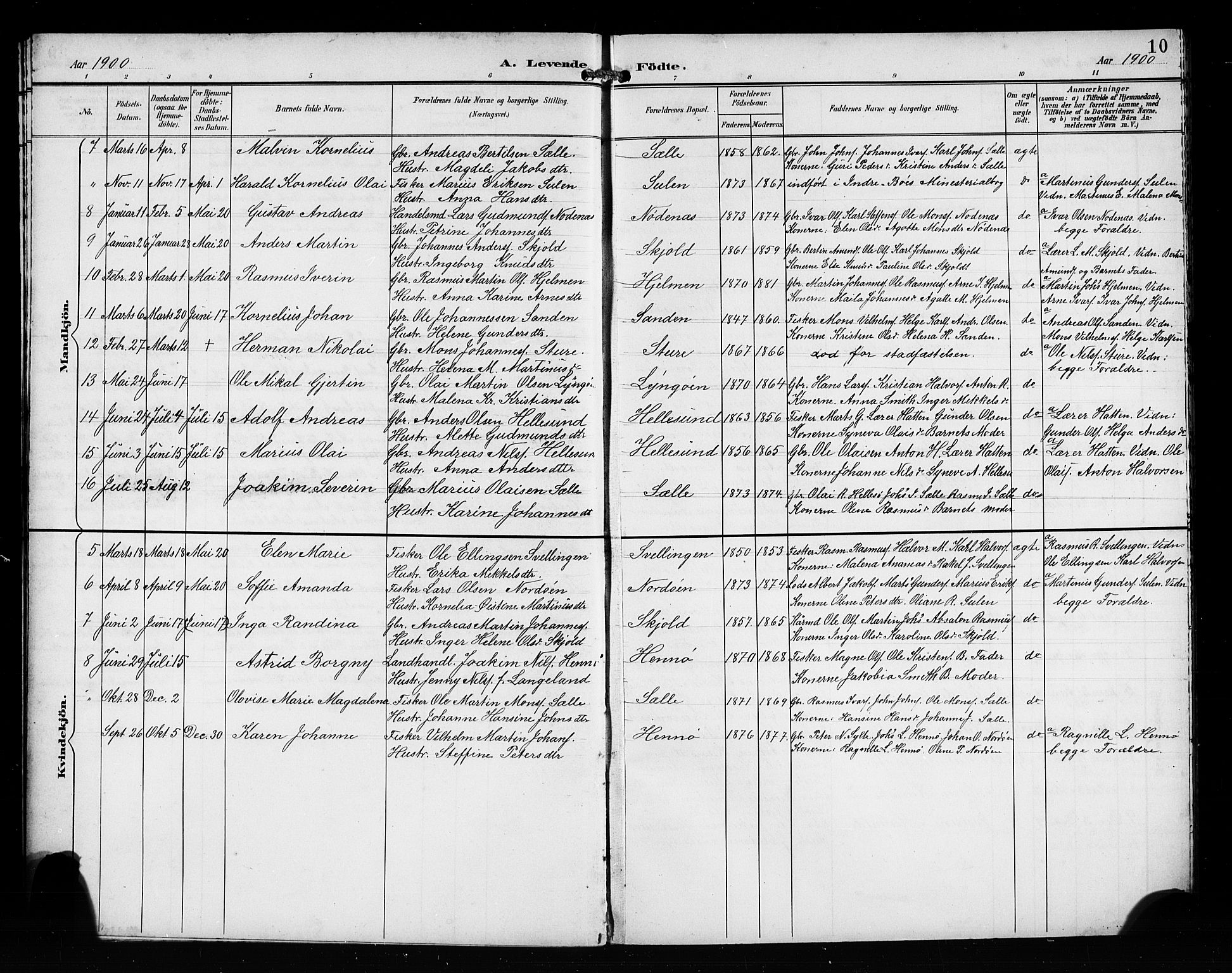 Manger sokneprestembete, SAB/A-76801/H/Hab: Parish register (copy) no. C 1, 1897-1908, p. 10