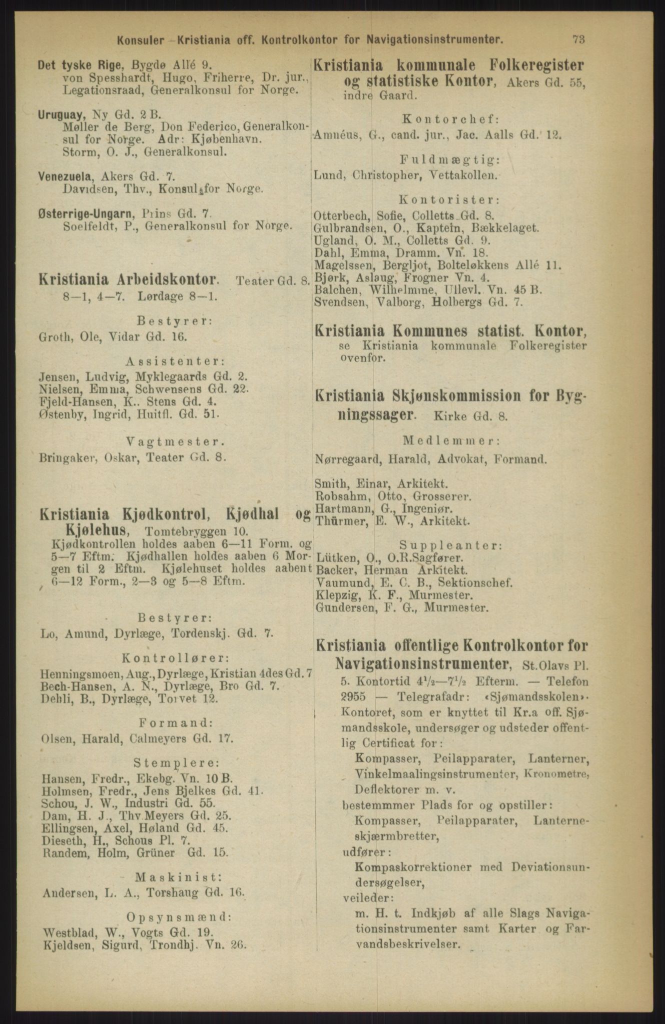 Kristiania/Oslo adressebok, PUBL/-, 1911, p. 73