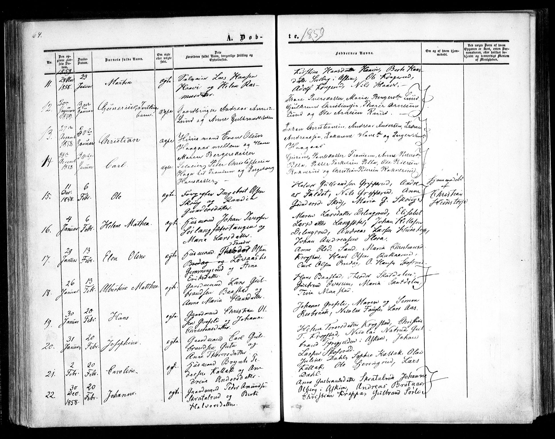 Trøgstad prestekontor Kirkebøker, SAO/A-10925/F/Fa/L0008.a: Parish register (official) no. I 8A, 1855-1864, p. 64