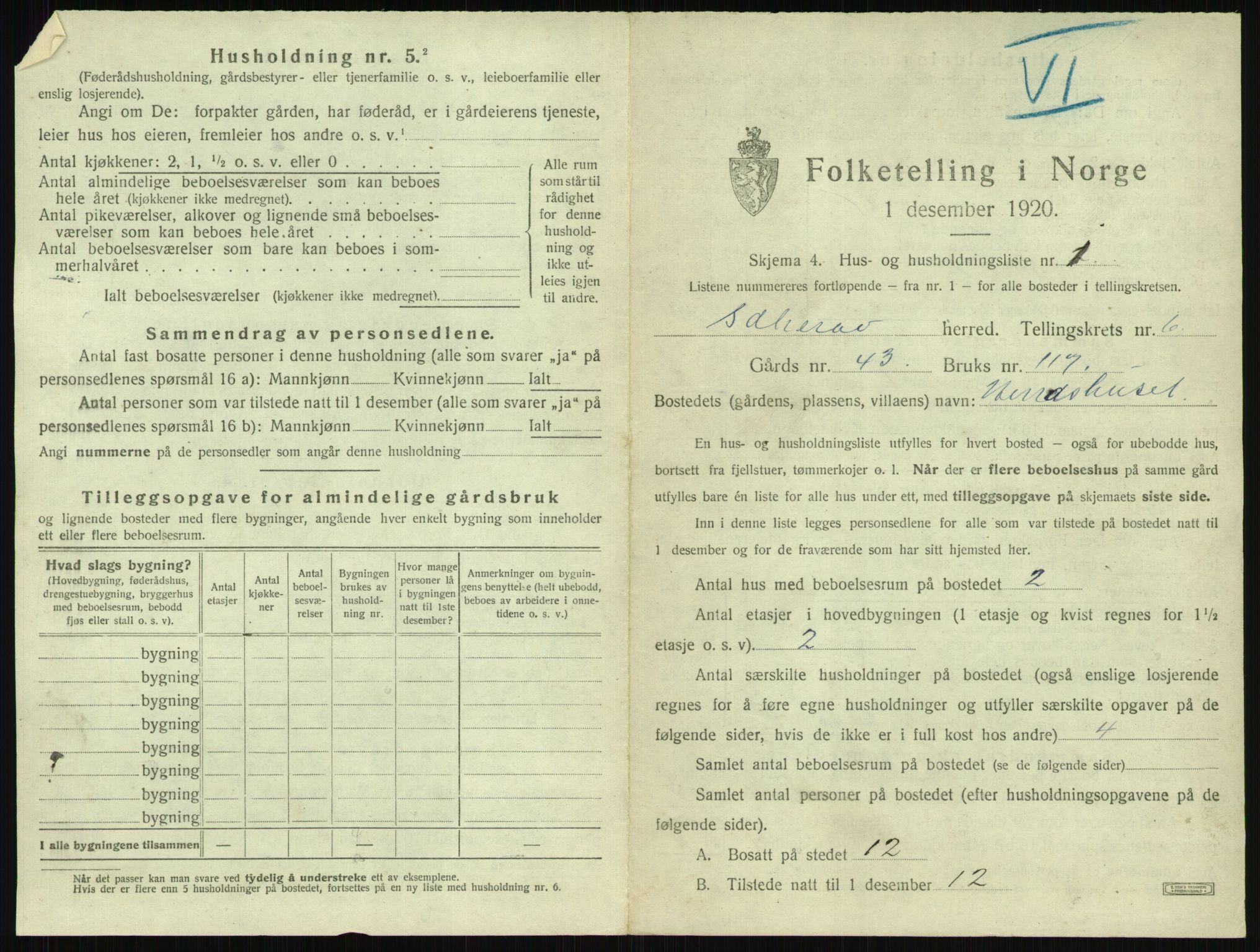 SAKO, 1920 census for Sandeherred, 1920, p. 1114