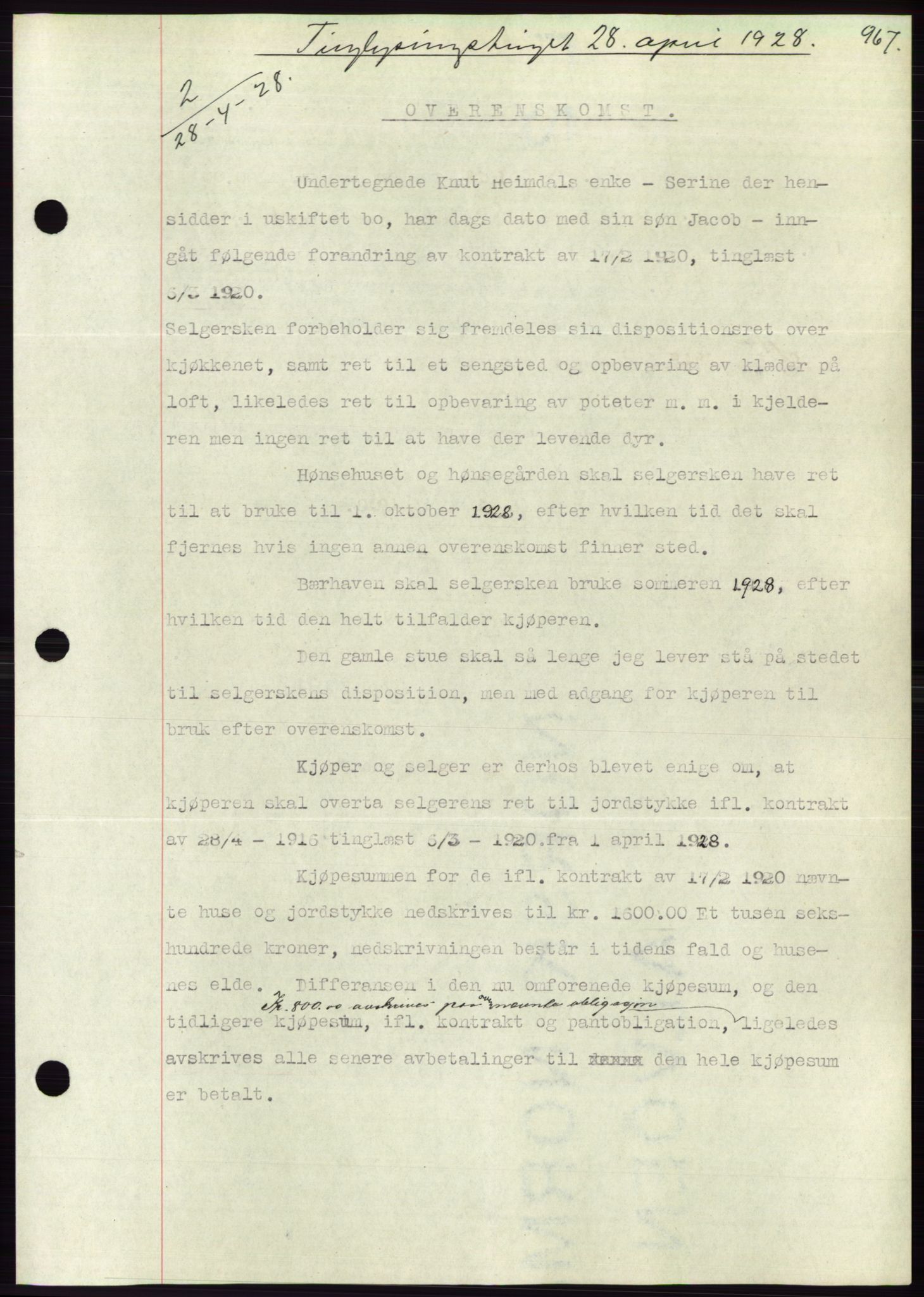 Søre Sunnmøre sorenskriveri, AV/SAT-A-4122/1/2/2C/L0047: Mortgage book no. 41, 1927-1928, Deed date: 28.04.1928