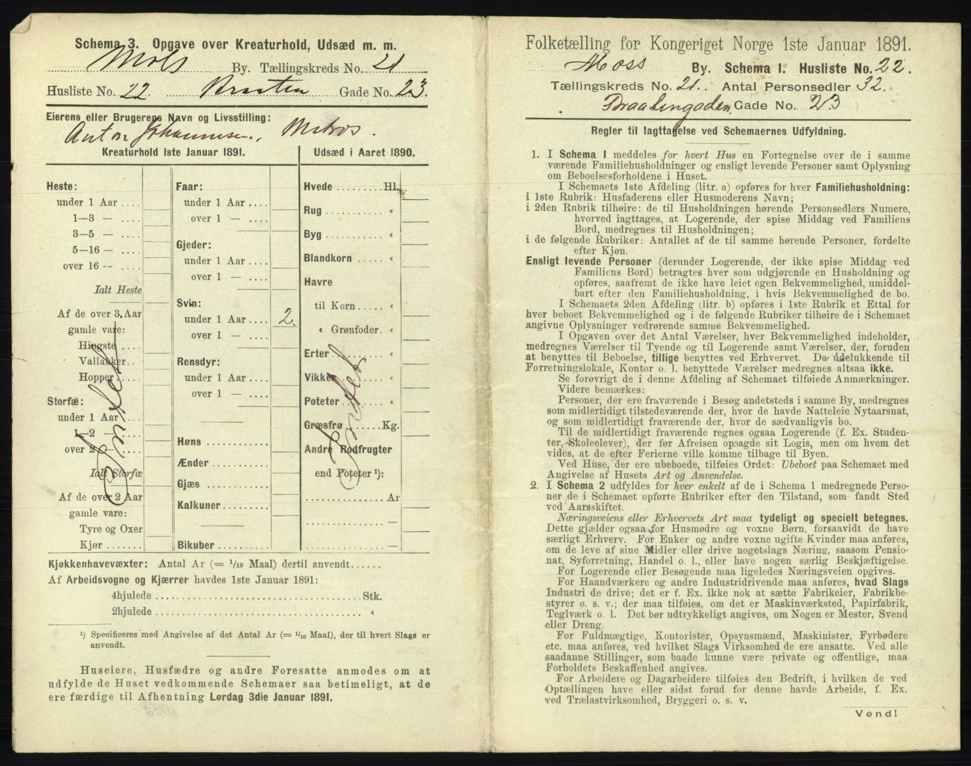 RA, 1891 census for 0104 Moss, 1891, p. 1318