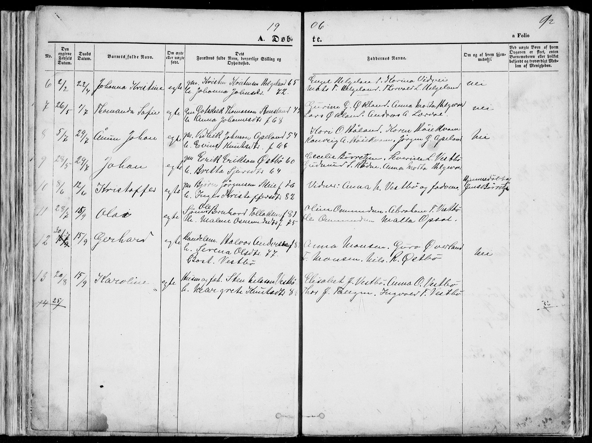 Vikedal sokneprestkontor, SAST/A-101840/01/V: Parish register (copy) no. B 10, 1864-1926, p. 92