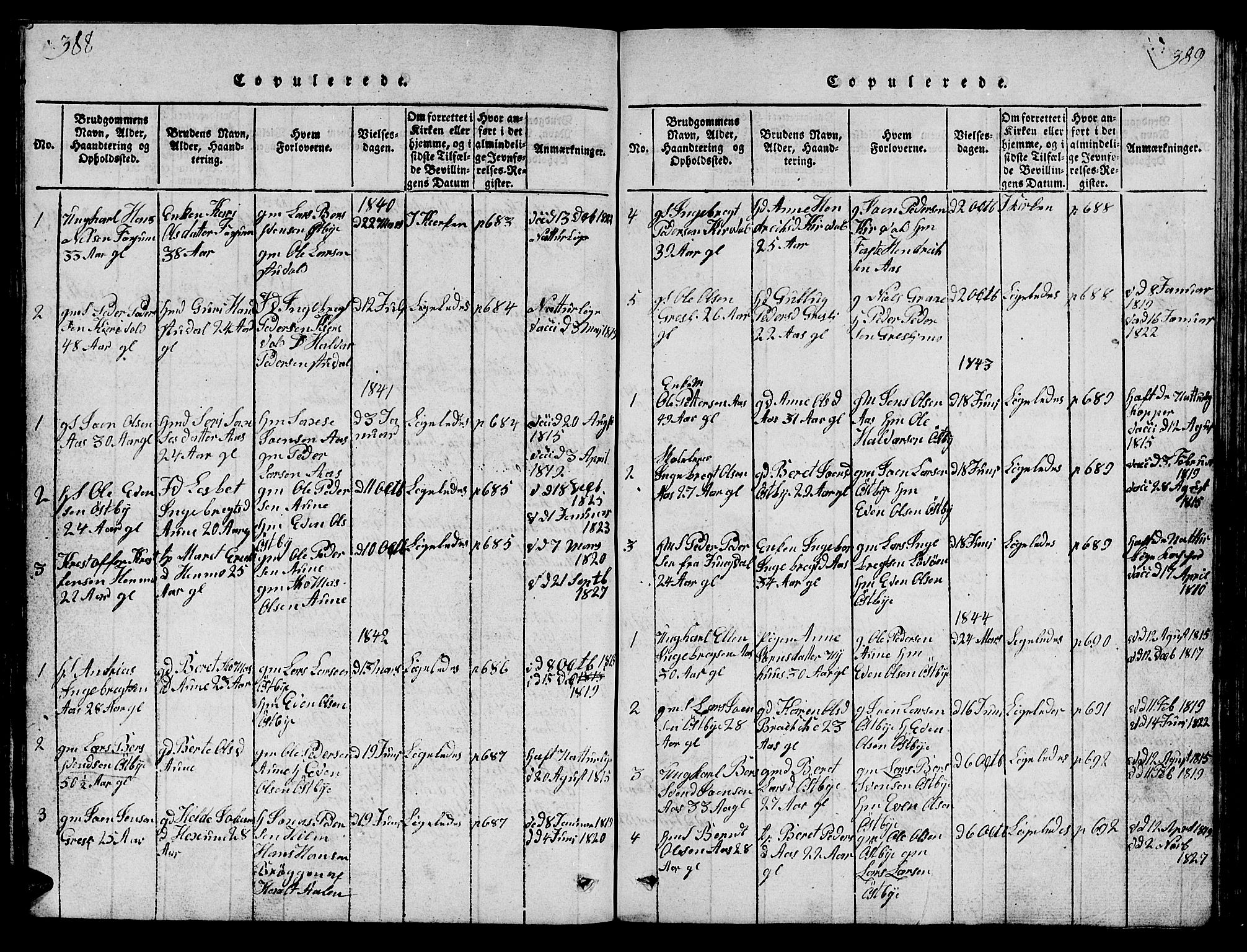 Ministerialprotokoller, klokkerbøker og fødselsregistre - Sør-Trøndelag, SAT/A-1456/698/L1164: Parish register (copy) no. 698C01, 1816-1861, p. 388-389