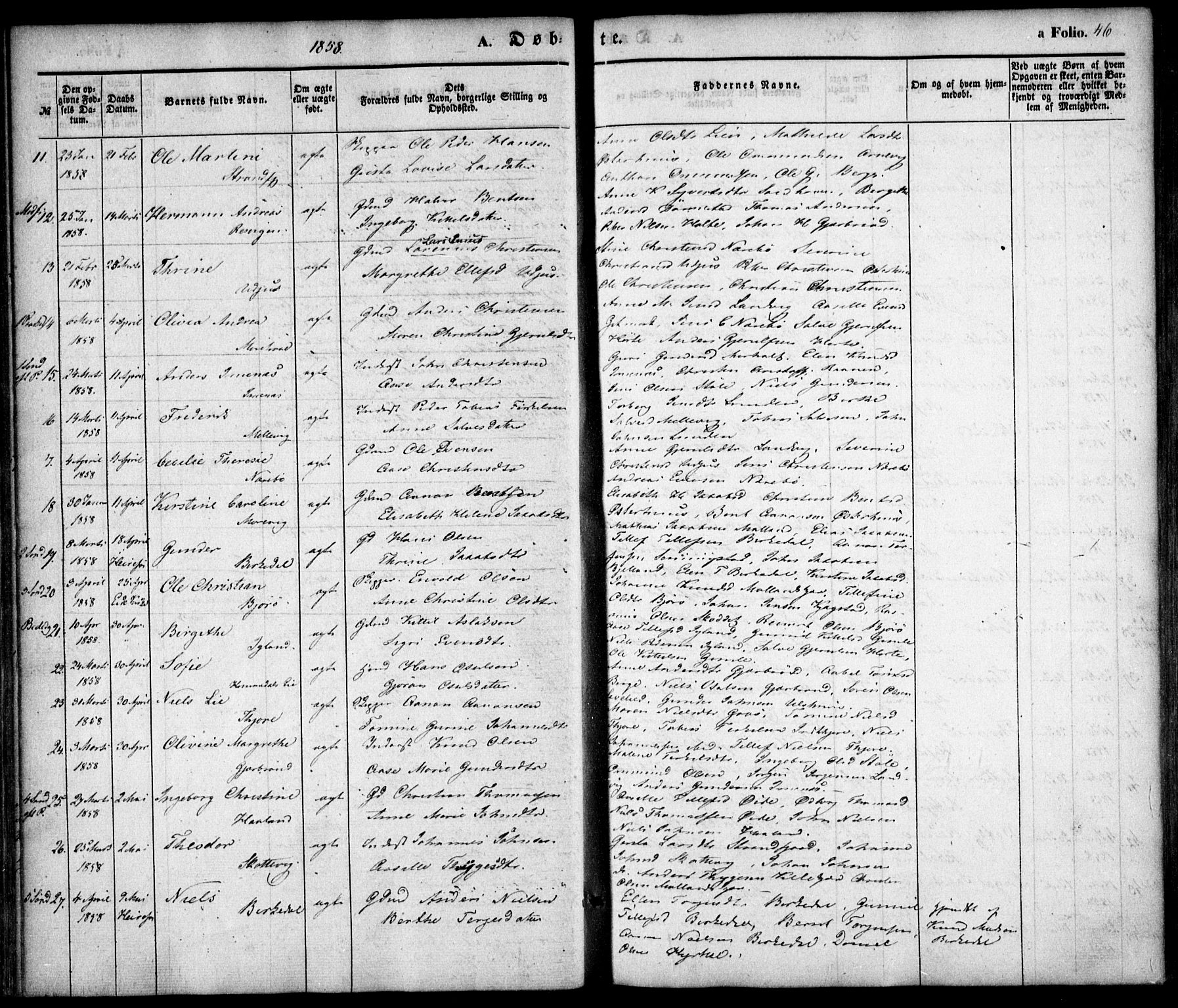 Hommedal sokneprestkontor, AV/SAK-1111-0023/F/Fa/Fab/L0004: Parish register (official) no. A 4, 1848-1860, p. 46