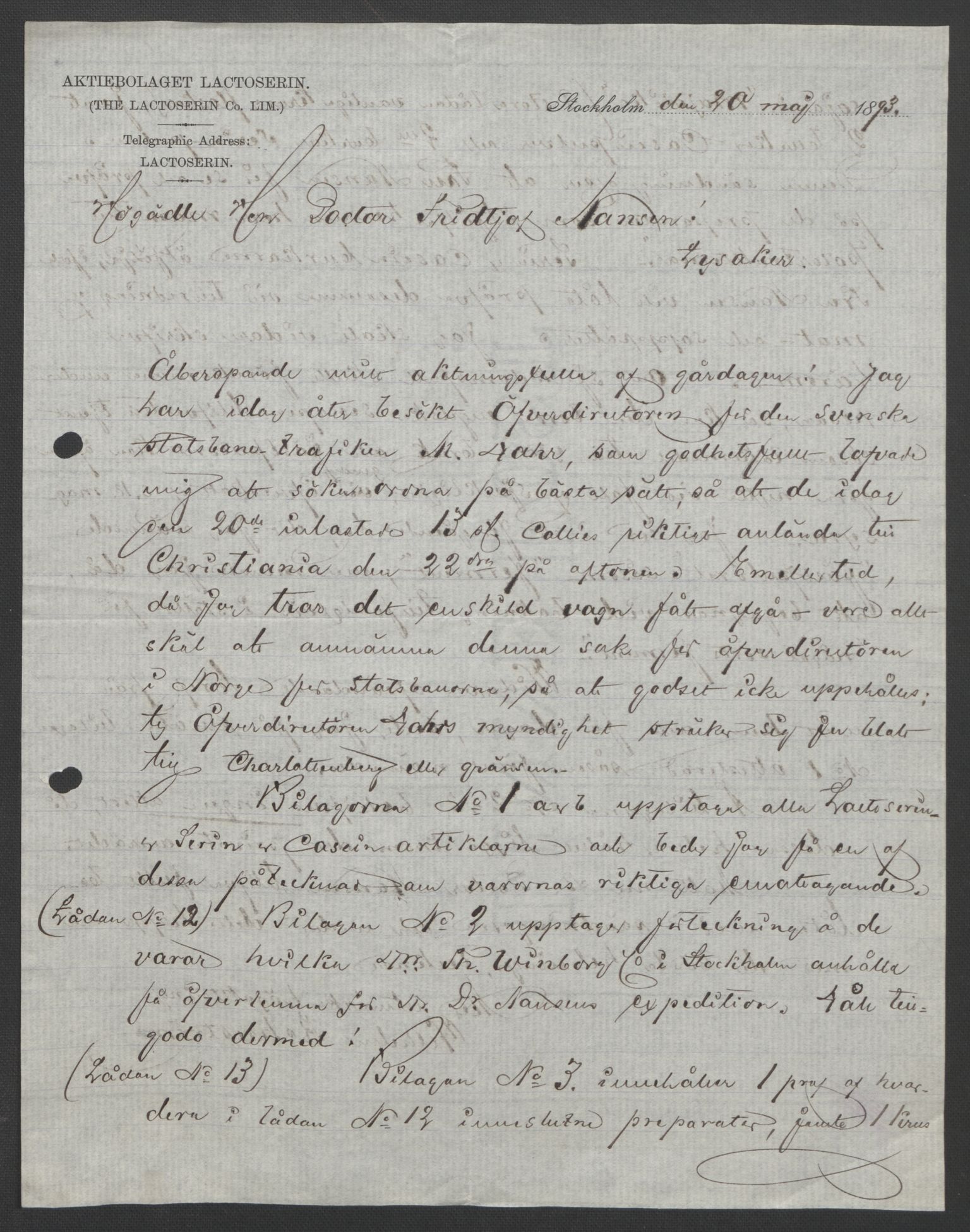 Arbeidskomitéen for Fridtjof Nansens polarekspedisjon, AV/RA-PA-0061/D/L0004: Innk. brev og telegrammer vedr. proviant og utrustning, 1892-1893, p. 747