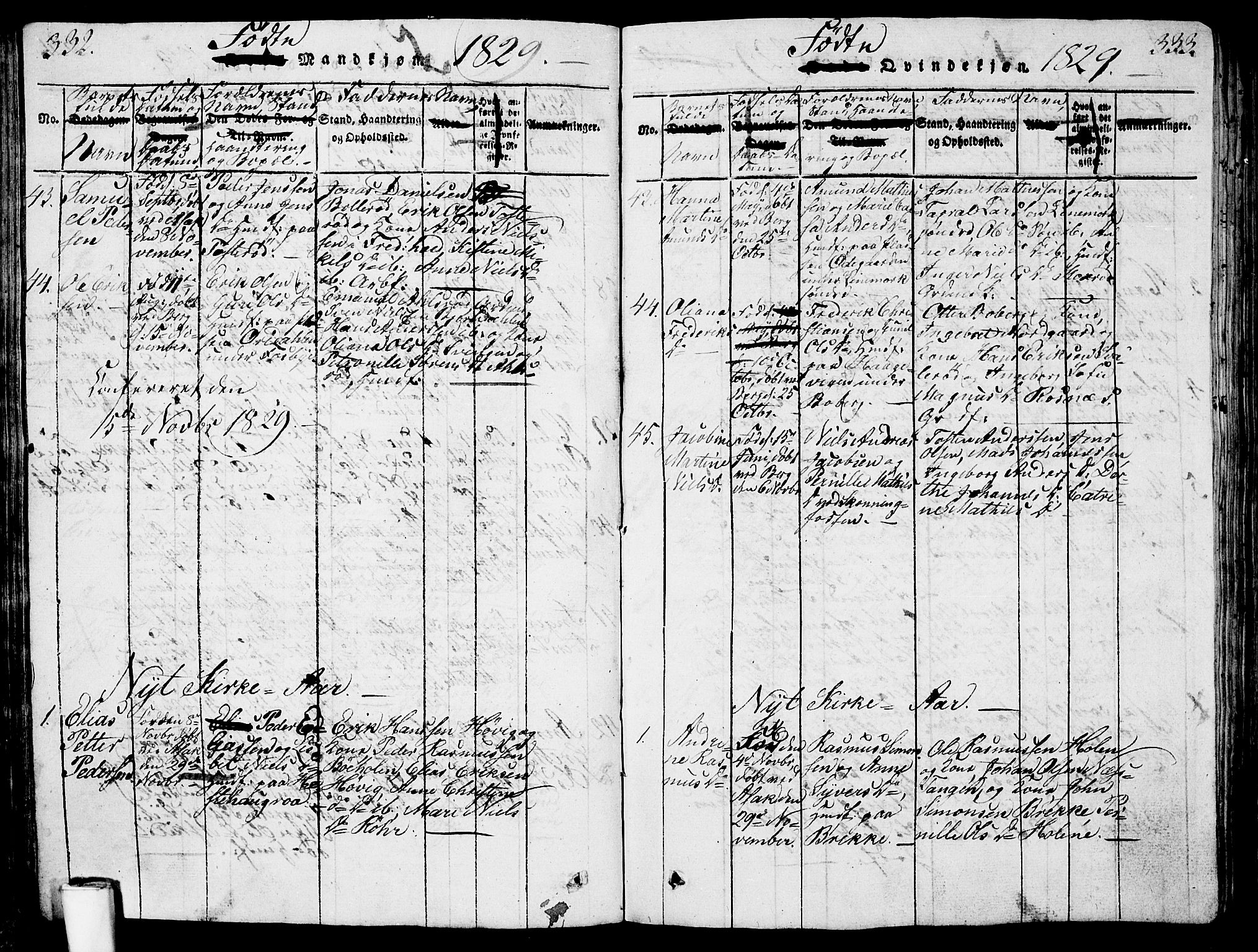 Berg prestekontor Kirkebøker, AV/SAO-A-10902/G/Ga/L0001: Parish register (copy) no. I 1, 1815-1832, p. 332-333