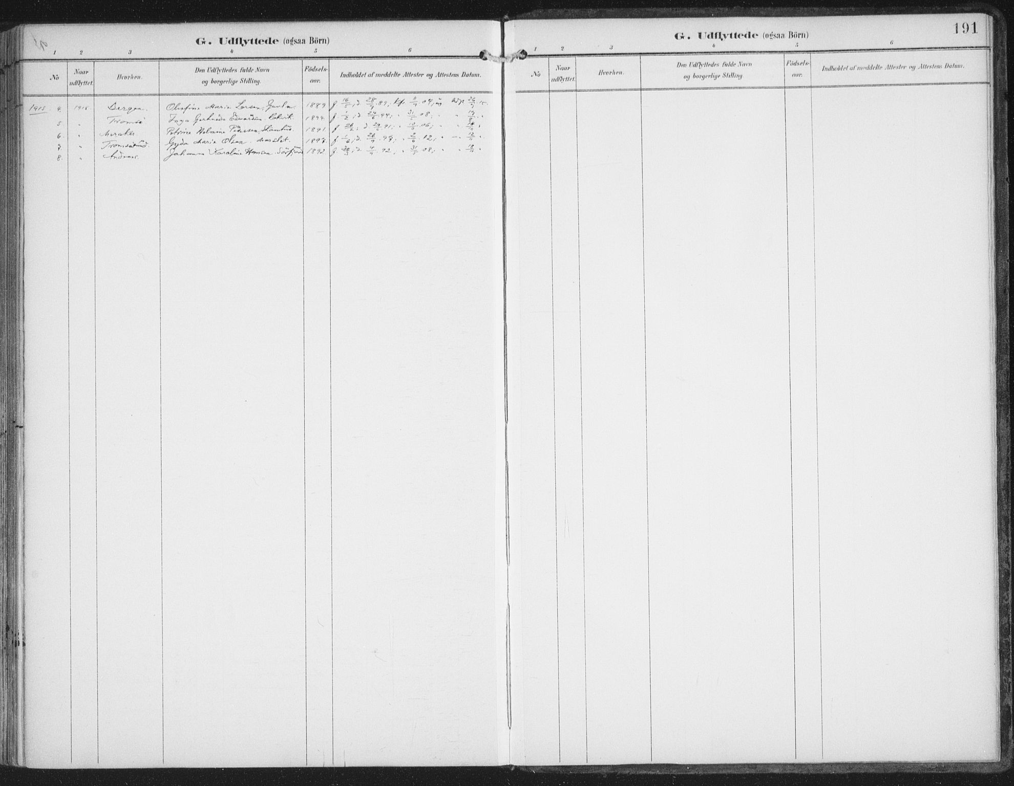 Lenvik sokneprestembete, AV/SATØ-S-1310/H/Ha/Haa/L0015kirke: Parish register (official) no. 15, 1896-1915, p. 191