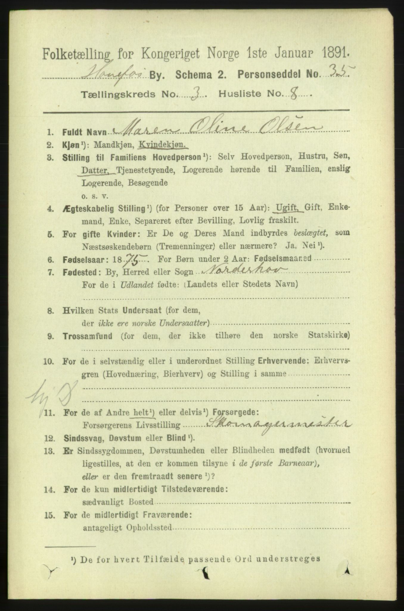 RA, 1891 census for 0601 Hønefoss, 1891, p. 777