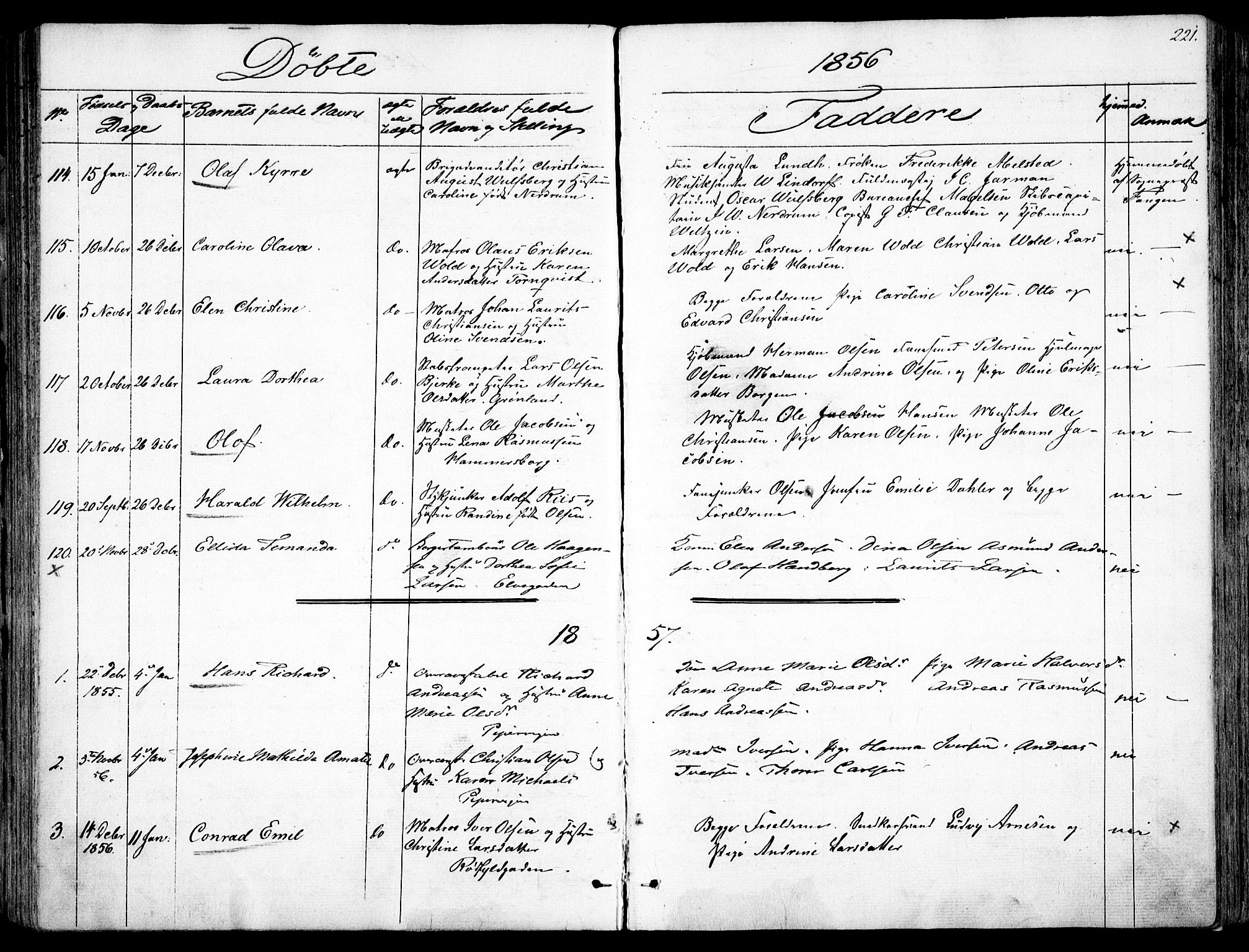 Garnisonsmenigheten Kirkebøker, SAO/A-10846/F/Fa/L0008: Parish register (official) no. 8, 1842-1859, p. 221