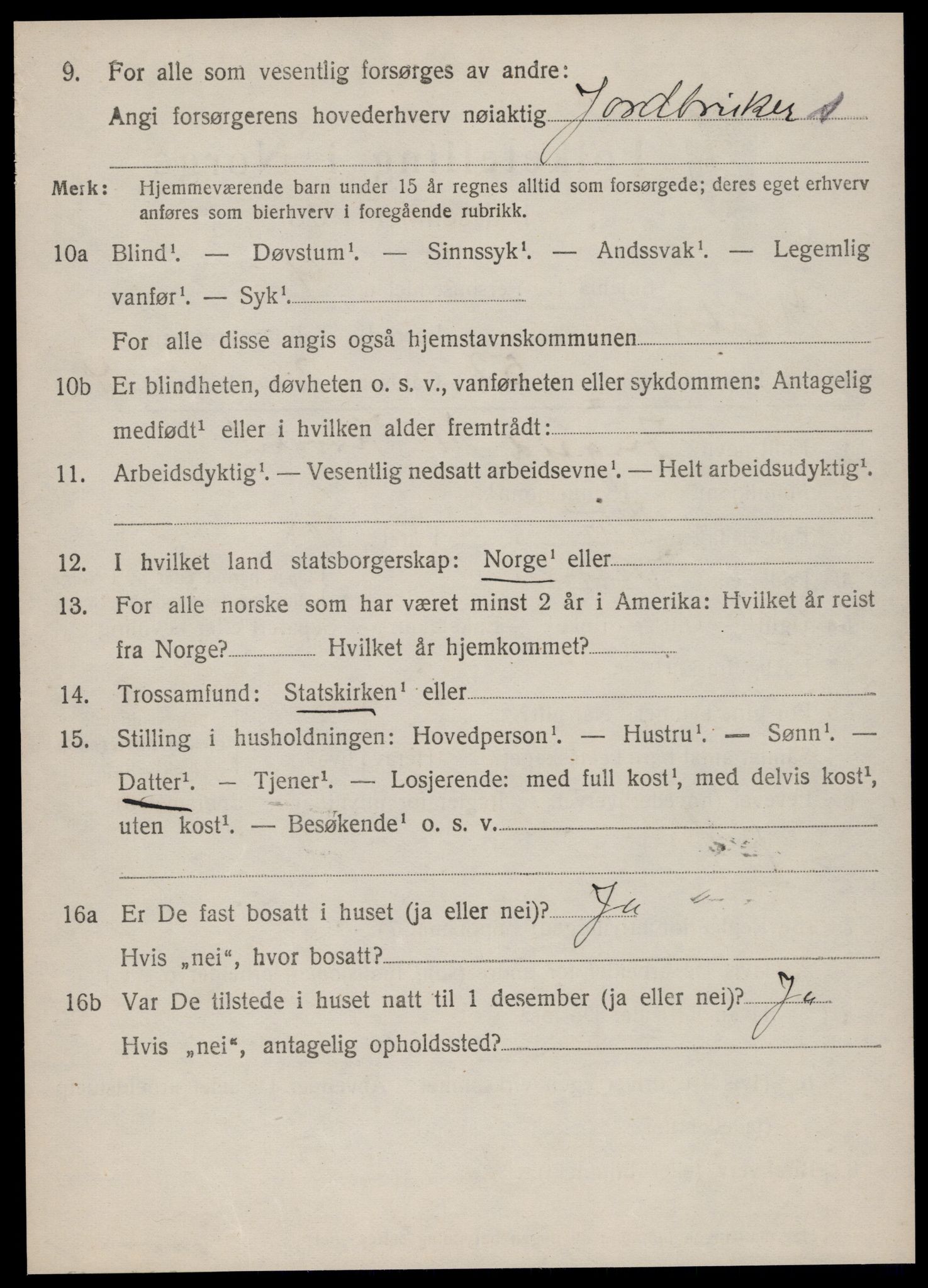 SAT, 1920 census for Vestnes, 1920, p. 1840