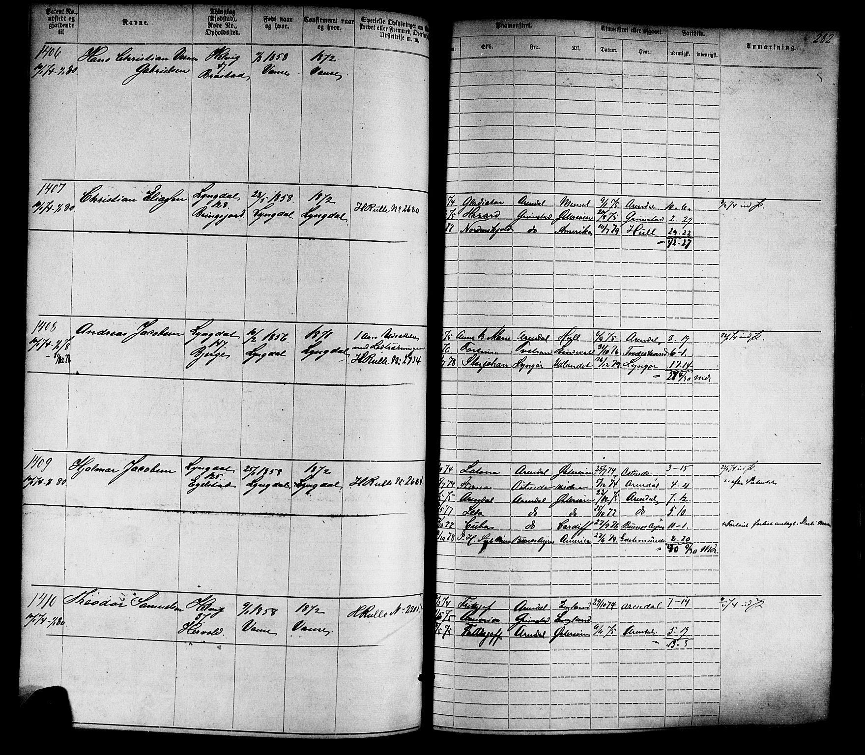 Farsund mønstringskrets, SAK/2031-0017/F/Fa/L0005: Annotasjonsrulle nr 1-1910 med register, Z-2, 1869-1877, p. 312