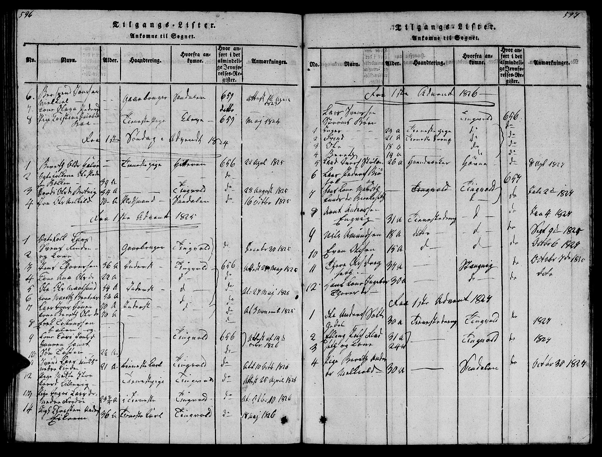 Ministerialprotokoller, klokkerbøker og fødselsregistre - Møre og Romsdal, AV/SAT-A-1454/569/L0818: Parish register (official) no. 569A04, 1820-1828, p. 596-597