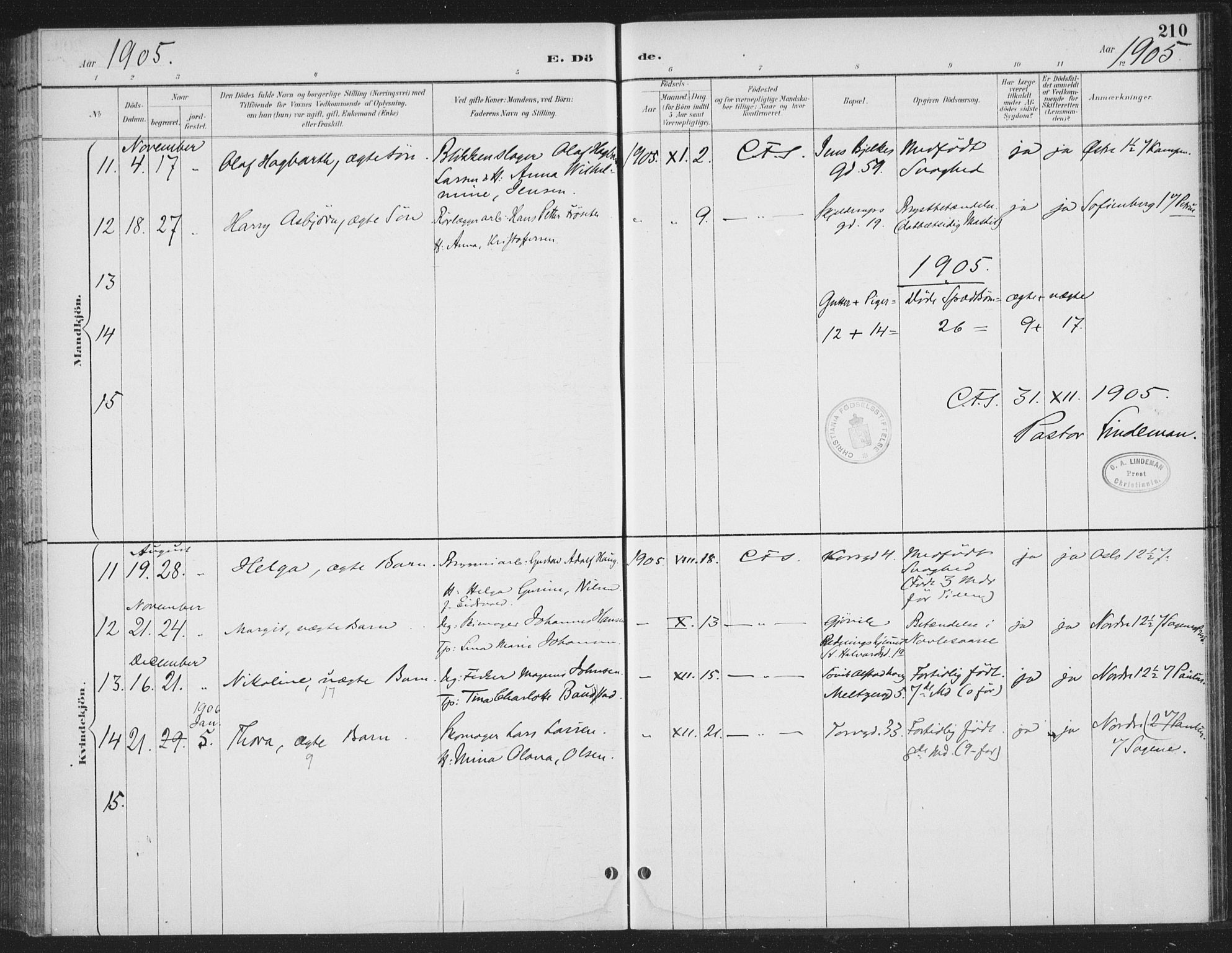 Rikshospitalet prestekontor Kirkebøker, AV/SAO-A-10309b/F/L0010: Parish register (official) no. 10, 1888-1912, p. 210