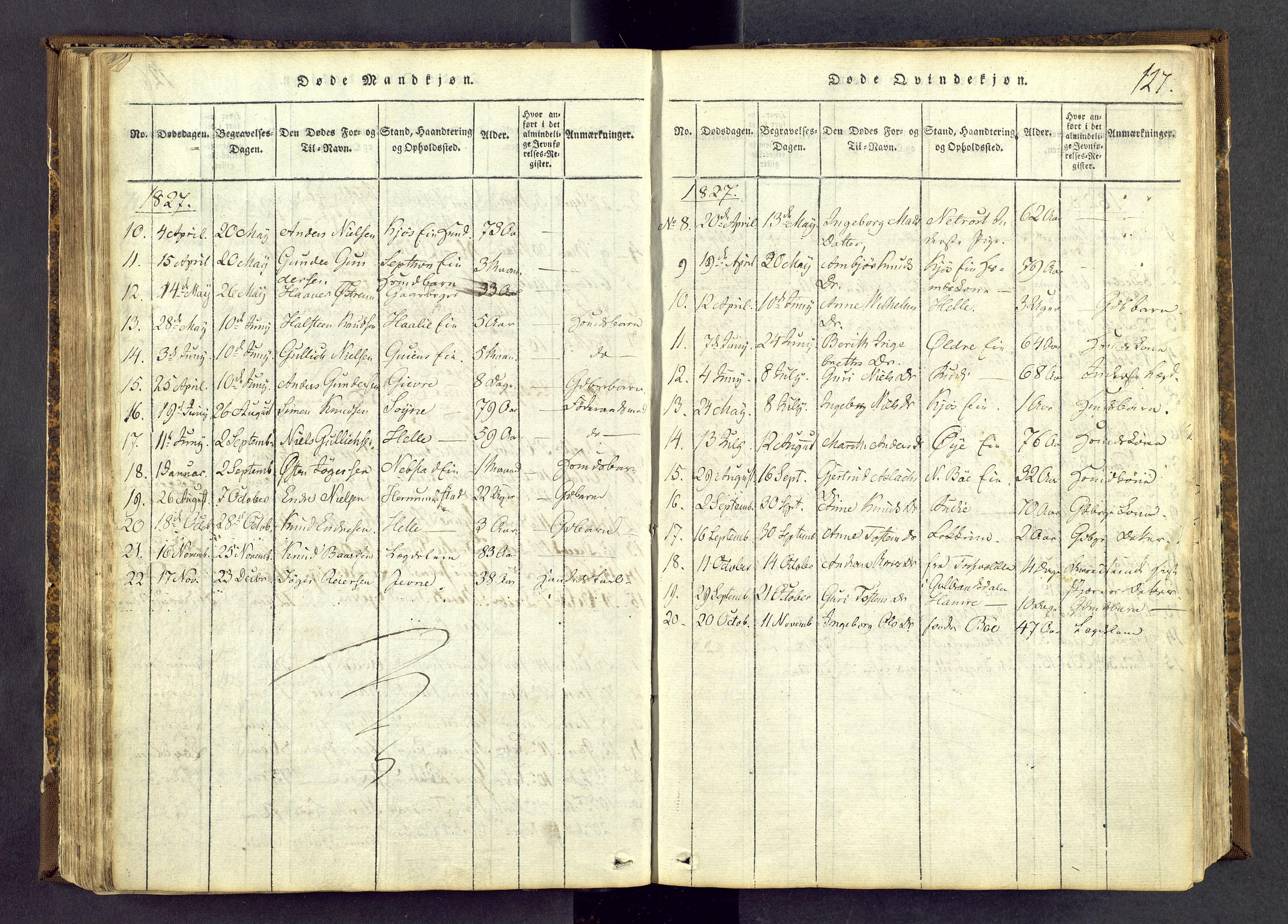 Vang prestekontor, Valdres, SAH/PREST-140/H/Ha/L0004: Parish register (official) no. 4, 1814-1831, p. 127