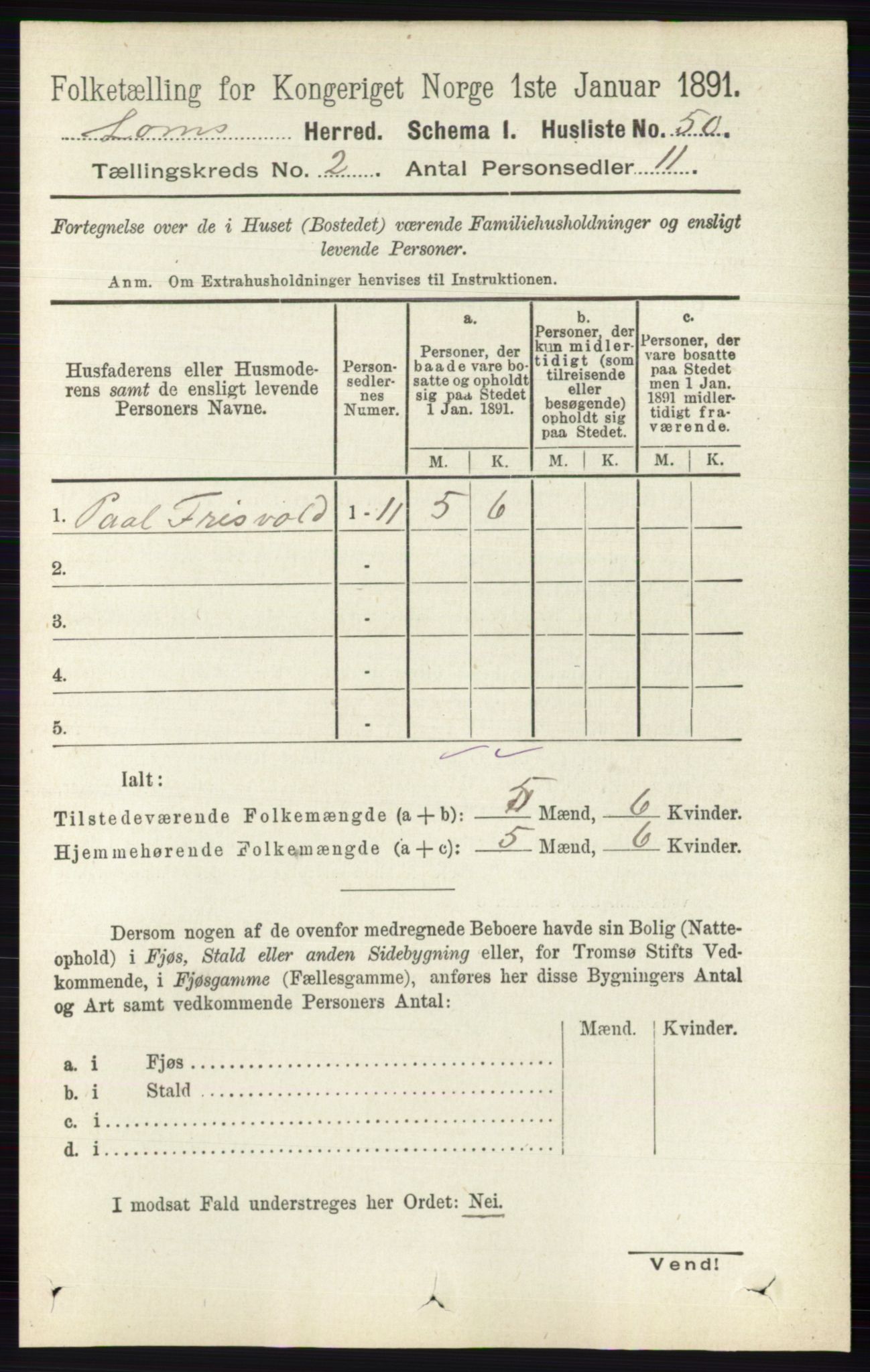 RA, 1891 census for 0514 Lom, 1891, p. 768