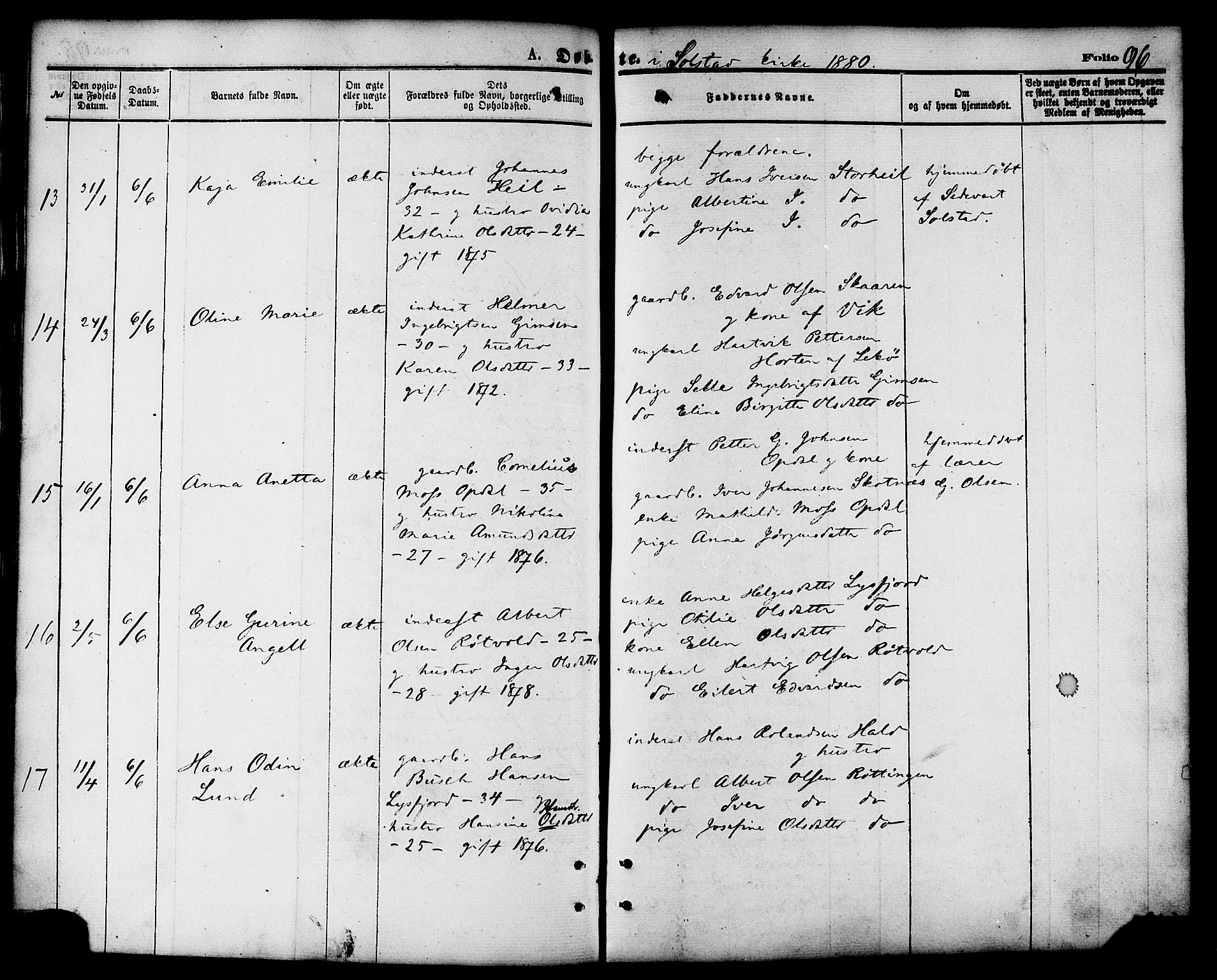 Ministerialprotokoller, klokkerbøker og fødselsregistre - Nordland, AV/SAT-A-1459/810/L0149: Parish register (official) no. 810A09 /2, 1874-1884, p. 96