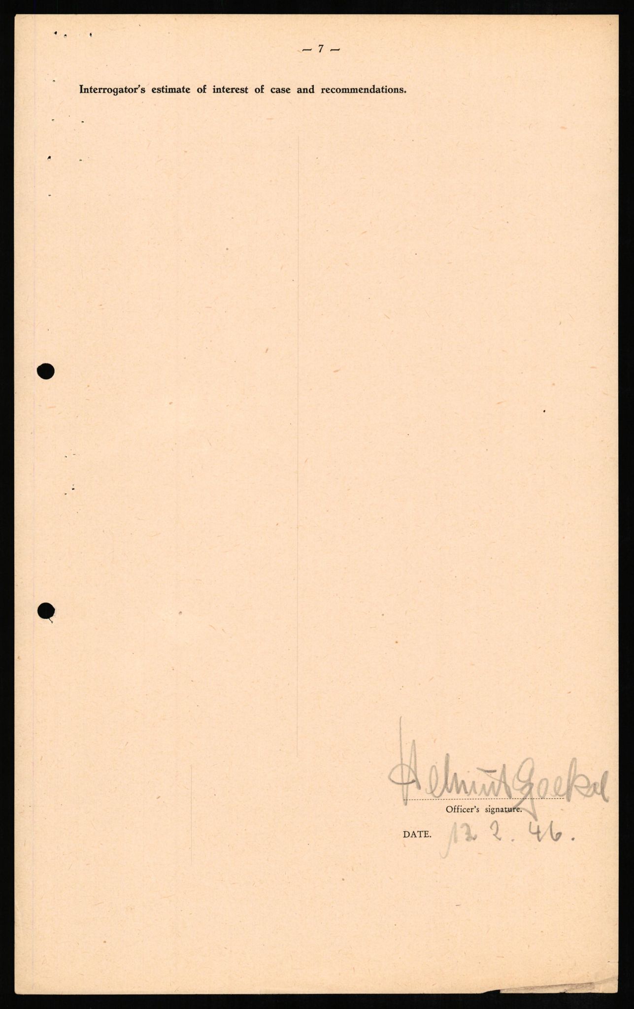 Forsvaret, Forsvarets overkommando II, AV/RA-RAFA-3915/D/Db/L0010: CI Questionaires. Tyske okkupasjonsstyrker i Norge. Tyskere., 1945-1946, p. 10