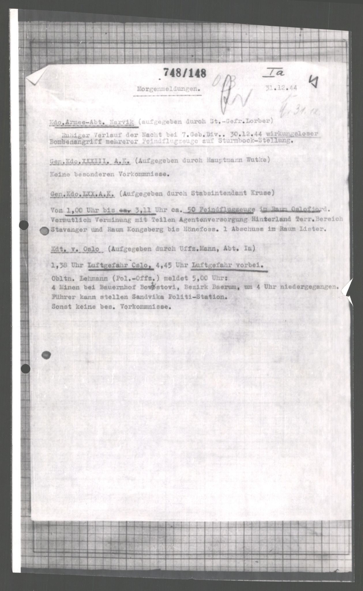 Forsvarets Overkommando. 2 kontor. Arkiv 11.4. Spredte tyske arkivsaker, AV/RA-RAFA-7031/D/Dar/Dara/L0005: Krigsdagbøker for 20. Gebirgs-Armee-Oberkommando (AOK 20), 1942-1944, p. 685