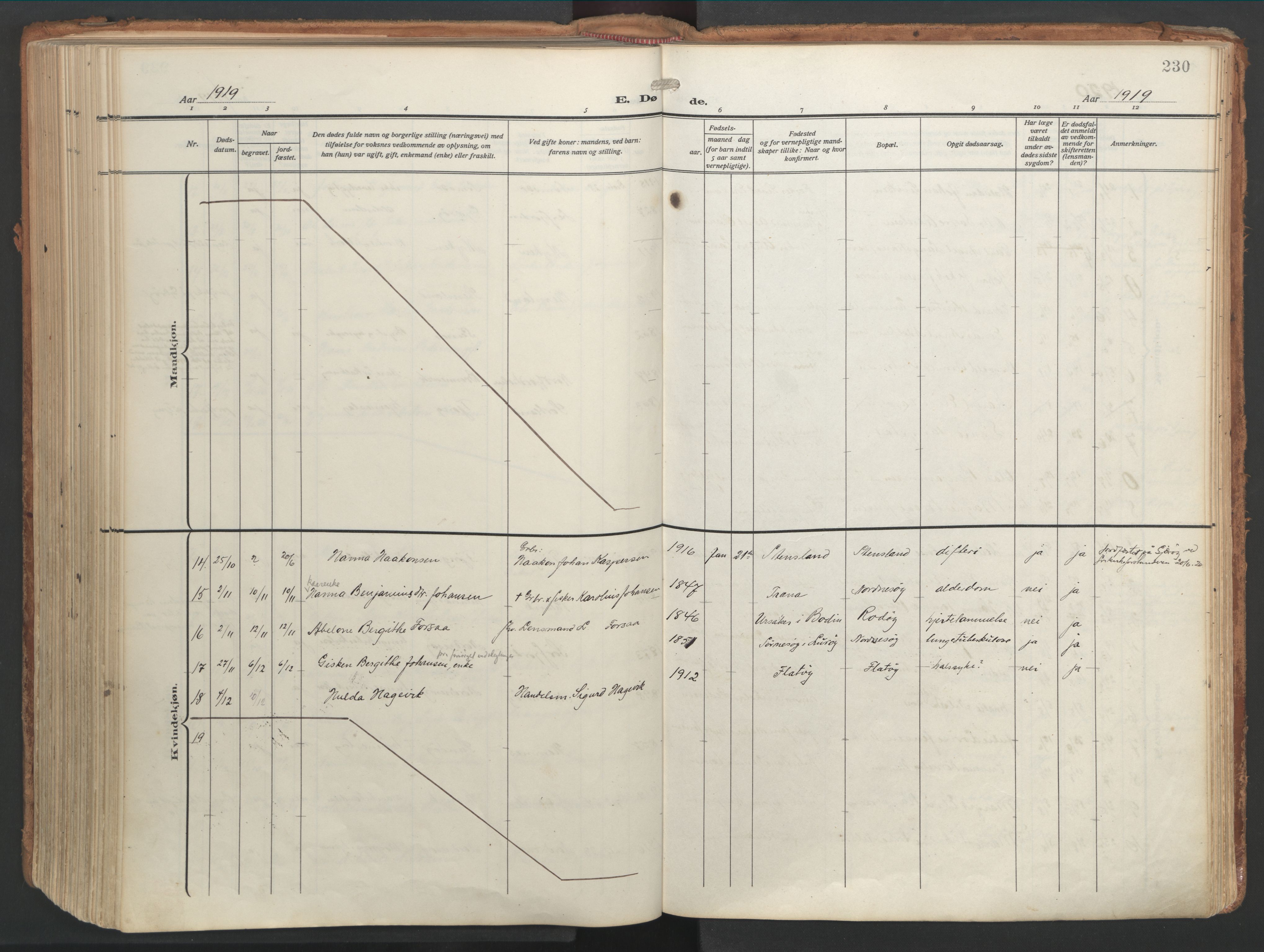 Ministerialprotokoller, klokkerbøker og fødselsregistre - Nordland, AV/SAT-A-1459/841/L0614: Parish register (official) no. 841A17, 1911-1925, p. 230