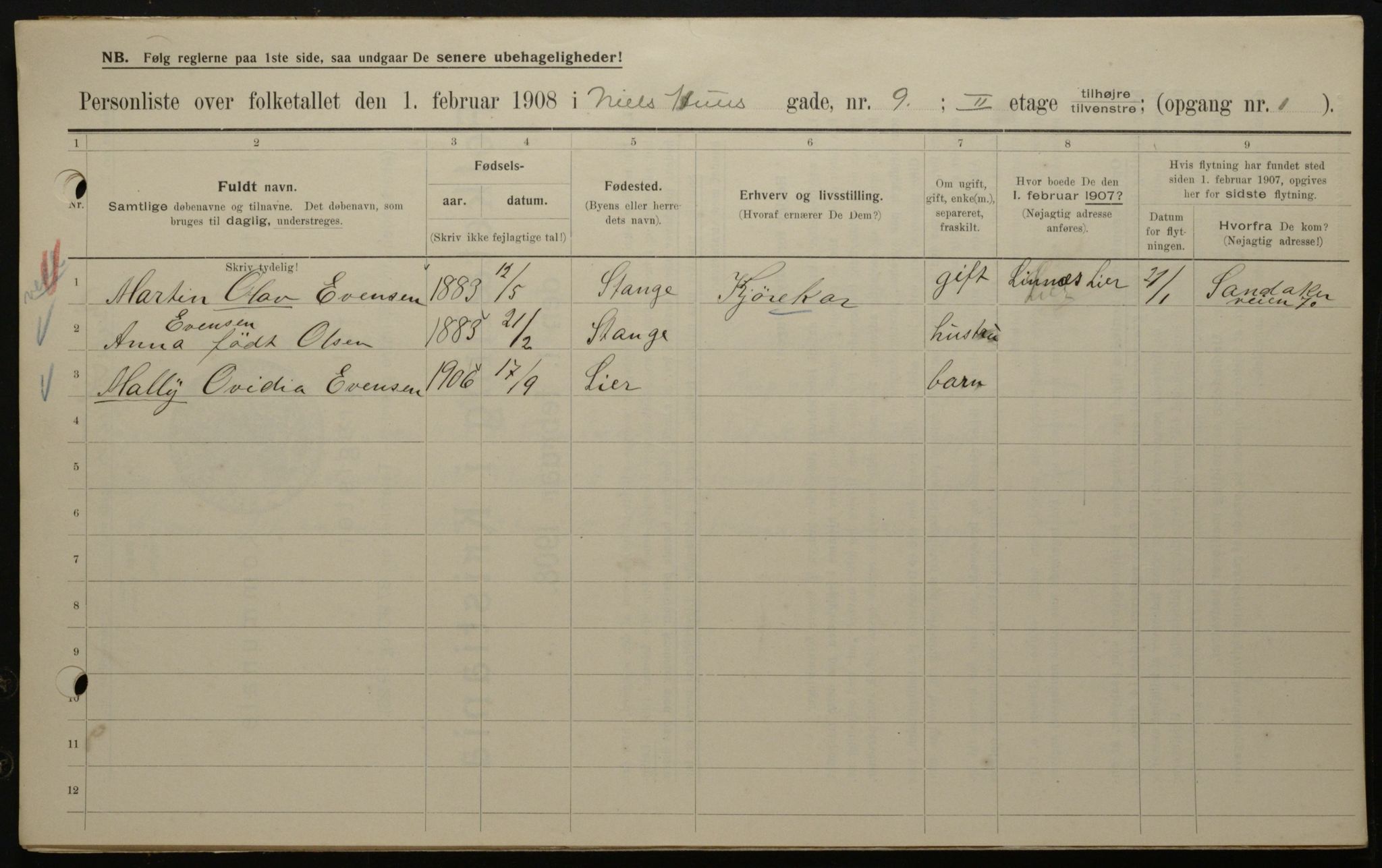 OBA, Municipal Census 1908 for Kristiania, 1908, p. 63662