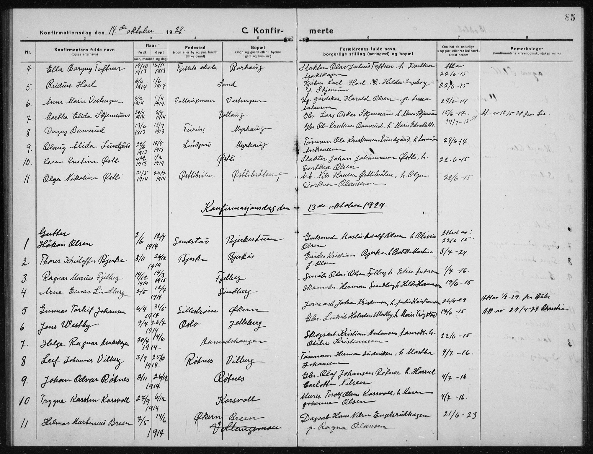 Nannestad prestekontor Kirkebøker, AV/SAO-A-10414a/G/Gc/L0002: Parish register (copy) no. III 2, 1917-1940, p. 85