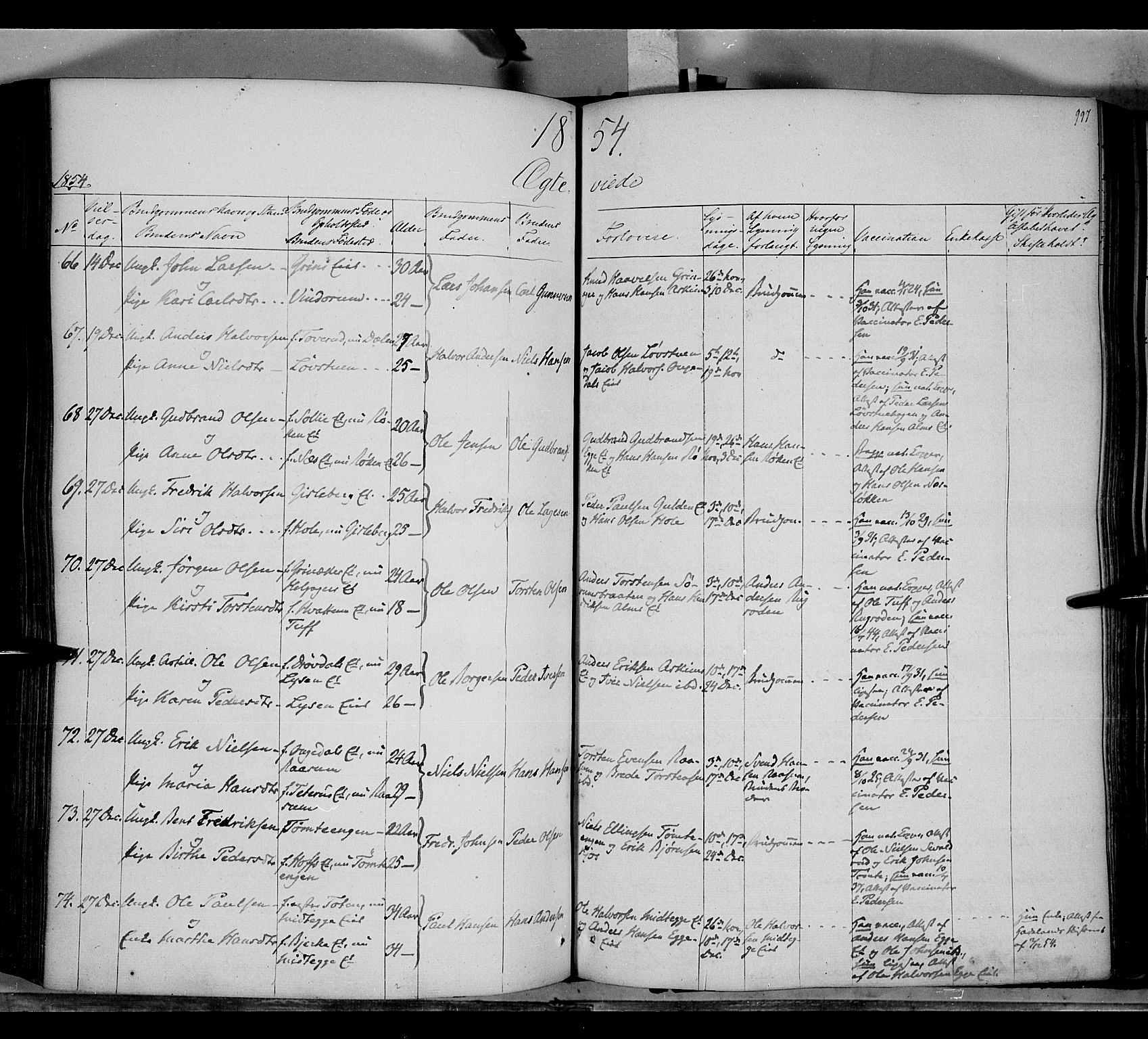 Gran prestekontor, SAH/PREST-112/H/Ha/Haa/L0011: Parish register (official) no. 11, 1842-1856, p. 996-997